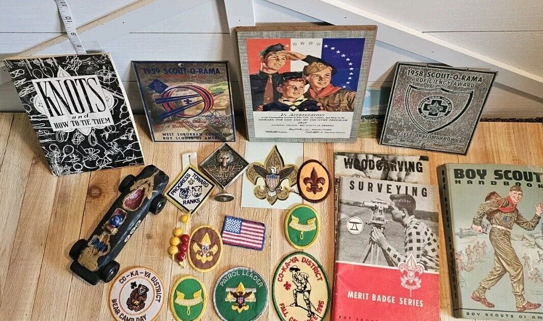 Vintage 50s & 60s Boy Scout Rare Lot - Boy Scout Patches, Books, Cars And More