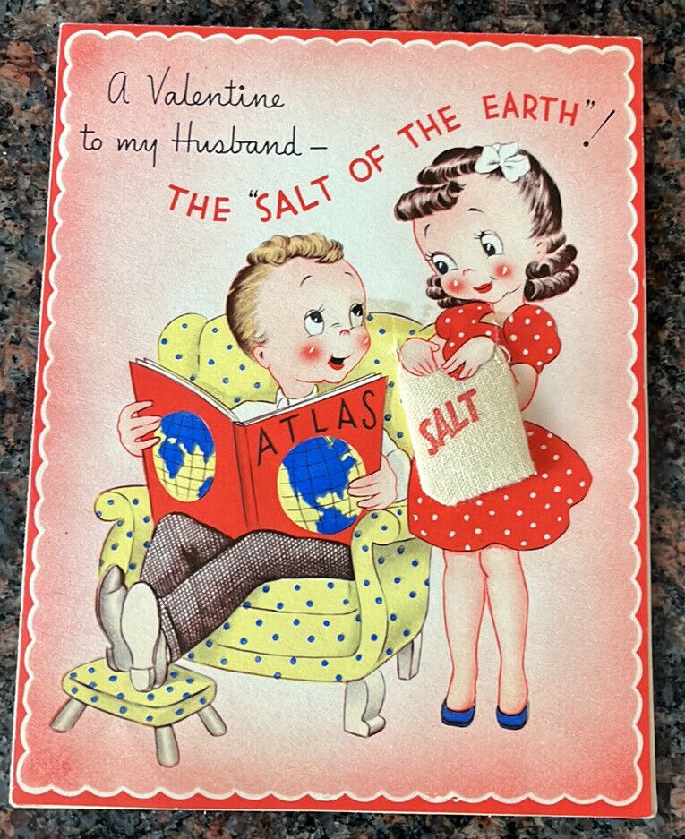 Vintage Rust Craft VALENTINE Card To Husband~Salt Of Earth~40s/50s~Unused