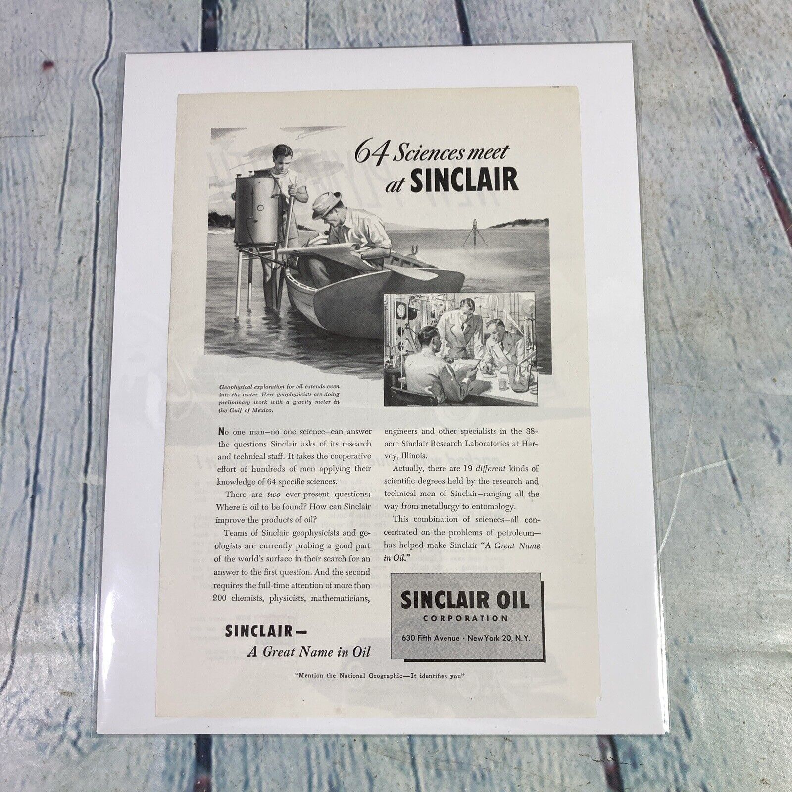 Vtg 1949 Print Ad Sinclair Oil Petroleum Boat Magazine Advertisement Ephemera