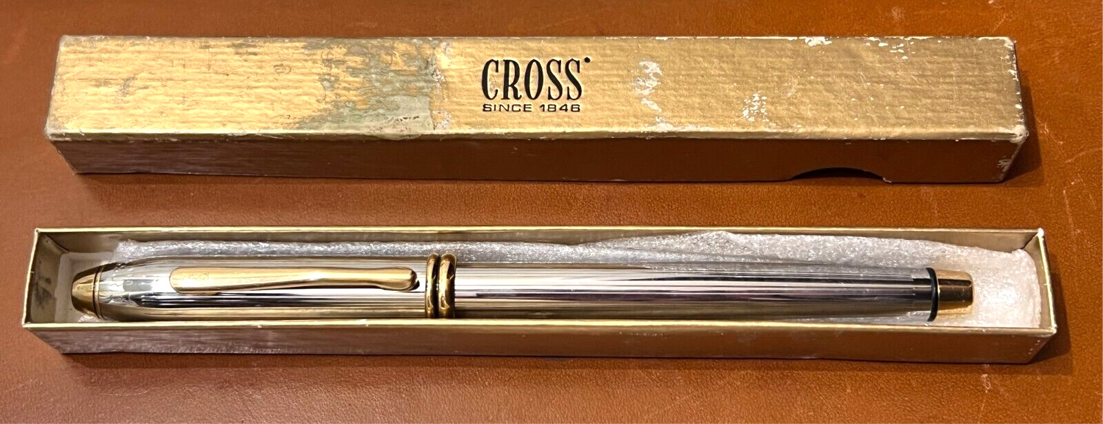 Vintage Cross USA Townsend Medalist Fountain Pen, GOLD & SILVER, 18K M Nib, RARE