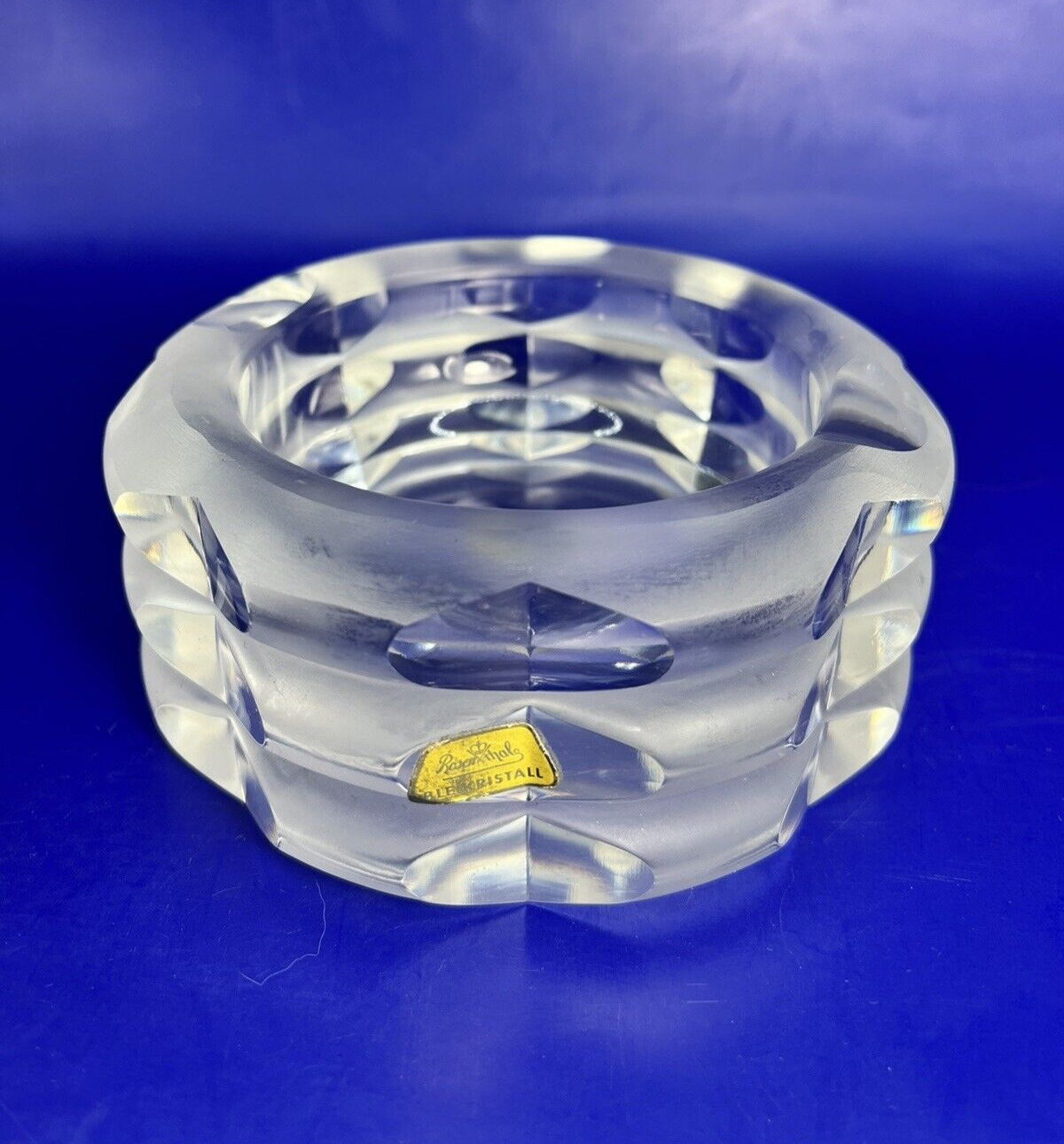 ROSENTHAL Frosted Satin Art Glass Cut Crystal Ashtray 5