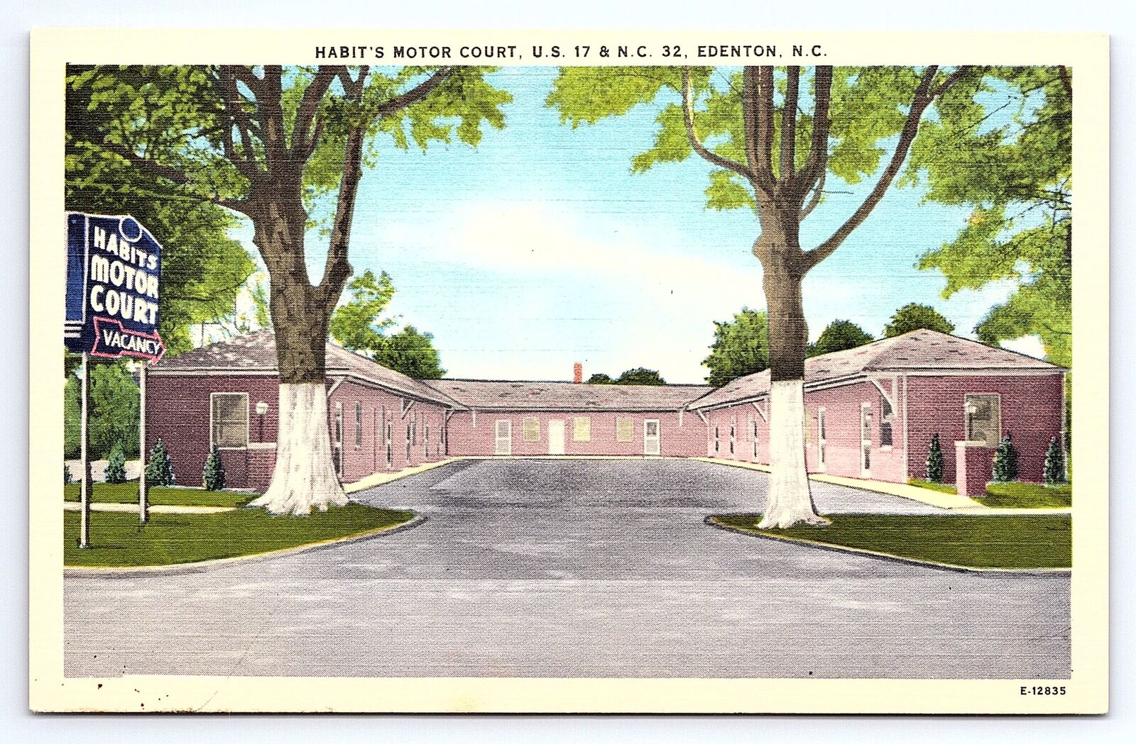 Postcard Habit's Motor Court Edenton North Carolina US 17 & NC 32