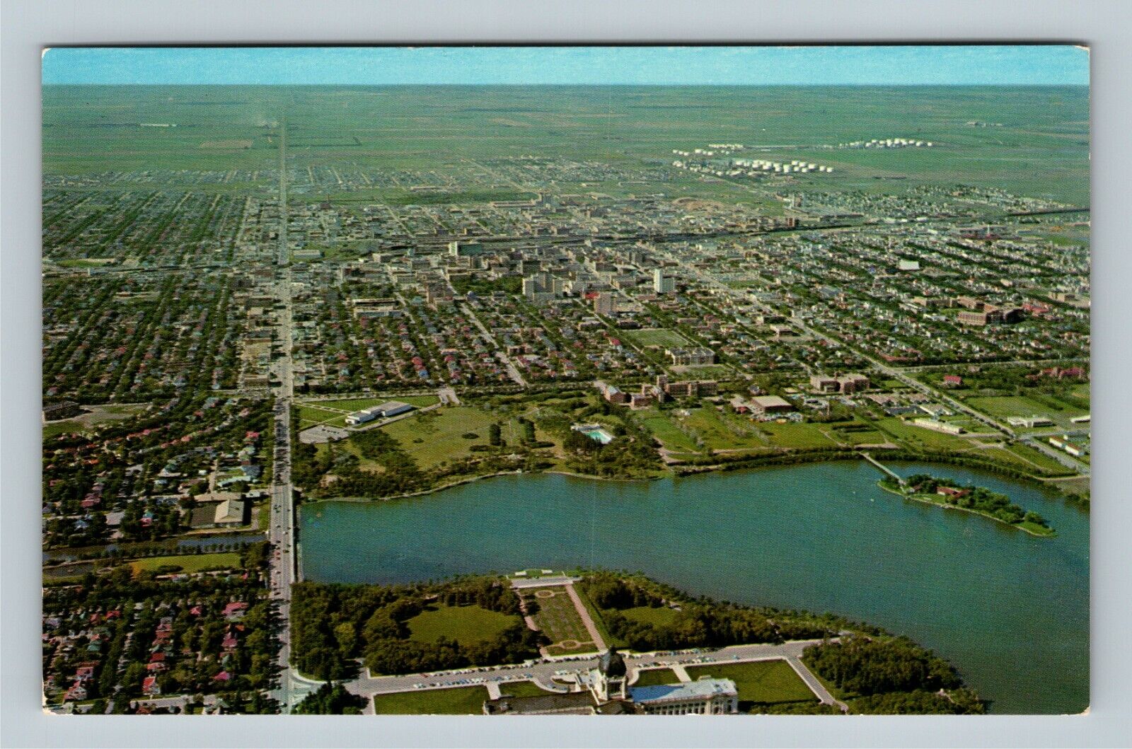 Regina SK Aerial View Legislative Building Saskatchewan Canada Vintage Postcard