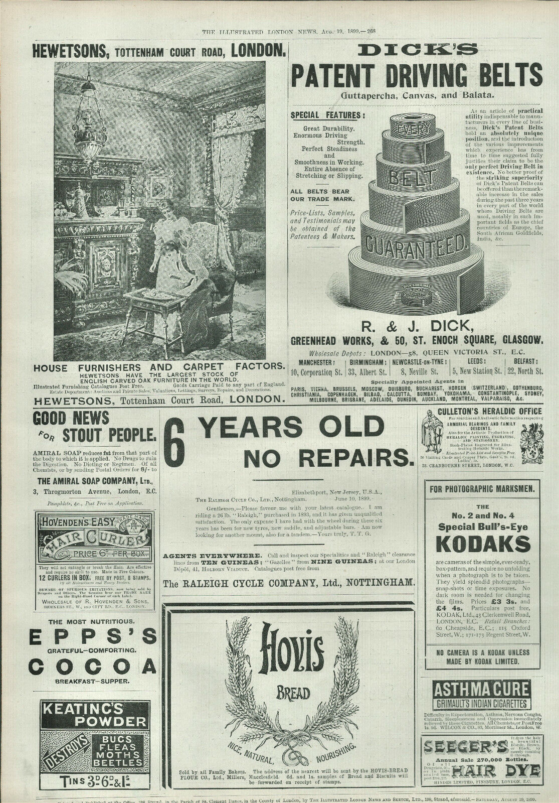Antique Advertisement Print Hewetson & Hovis & Williams Soap & Berkefeld 1899