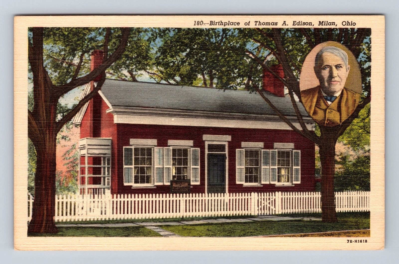 Milan OH-Ohio, Birthplace of Thomas A Edison, Antique Vintage Souvenir Postcard