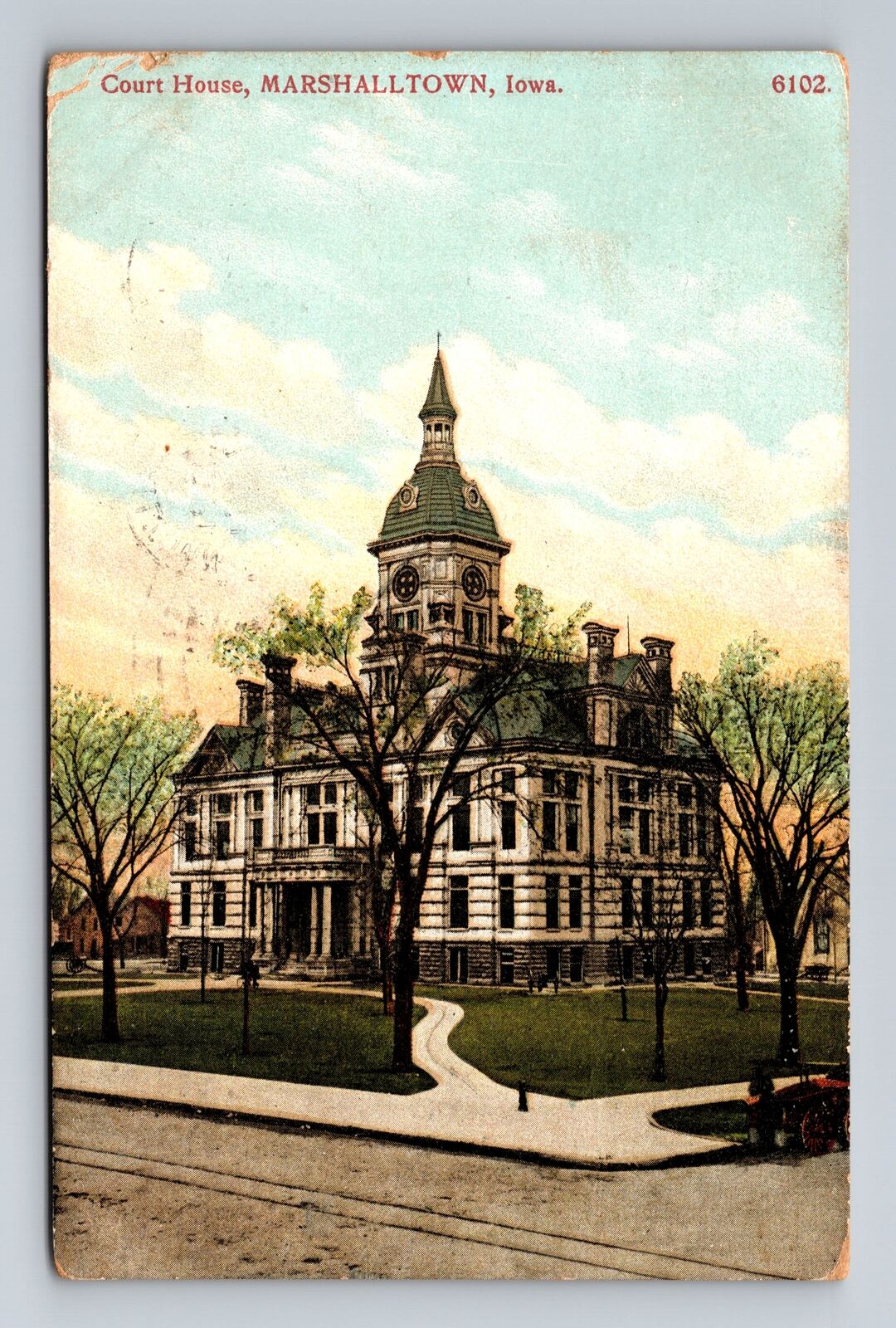 Marshalltown IA-Iowa, Panoramic View Court House, Antique Vintage Postcard