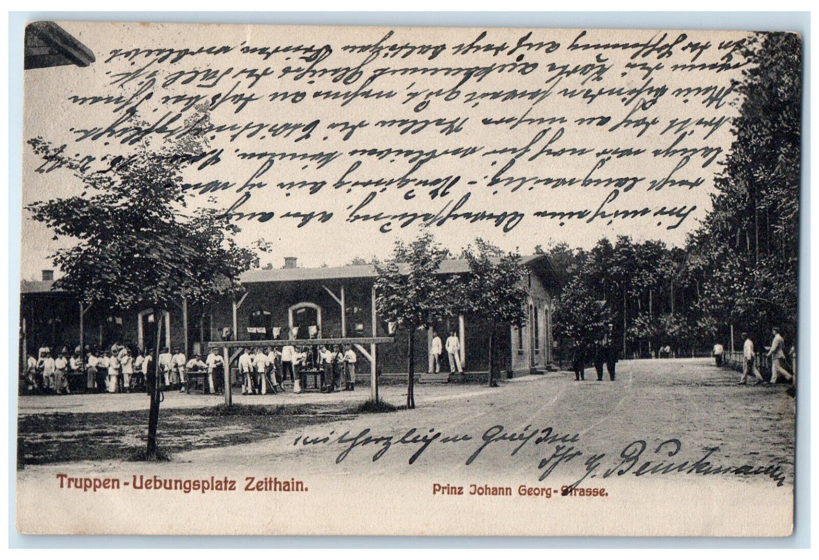 1917 Prinz Johann George Strasse Truppen Uebungsplatz Zeithain Germany Postcard