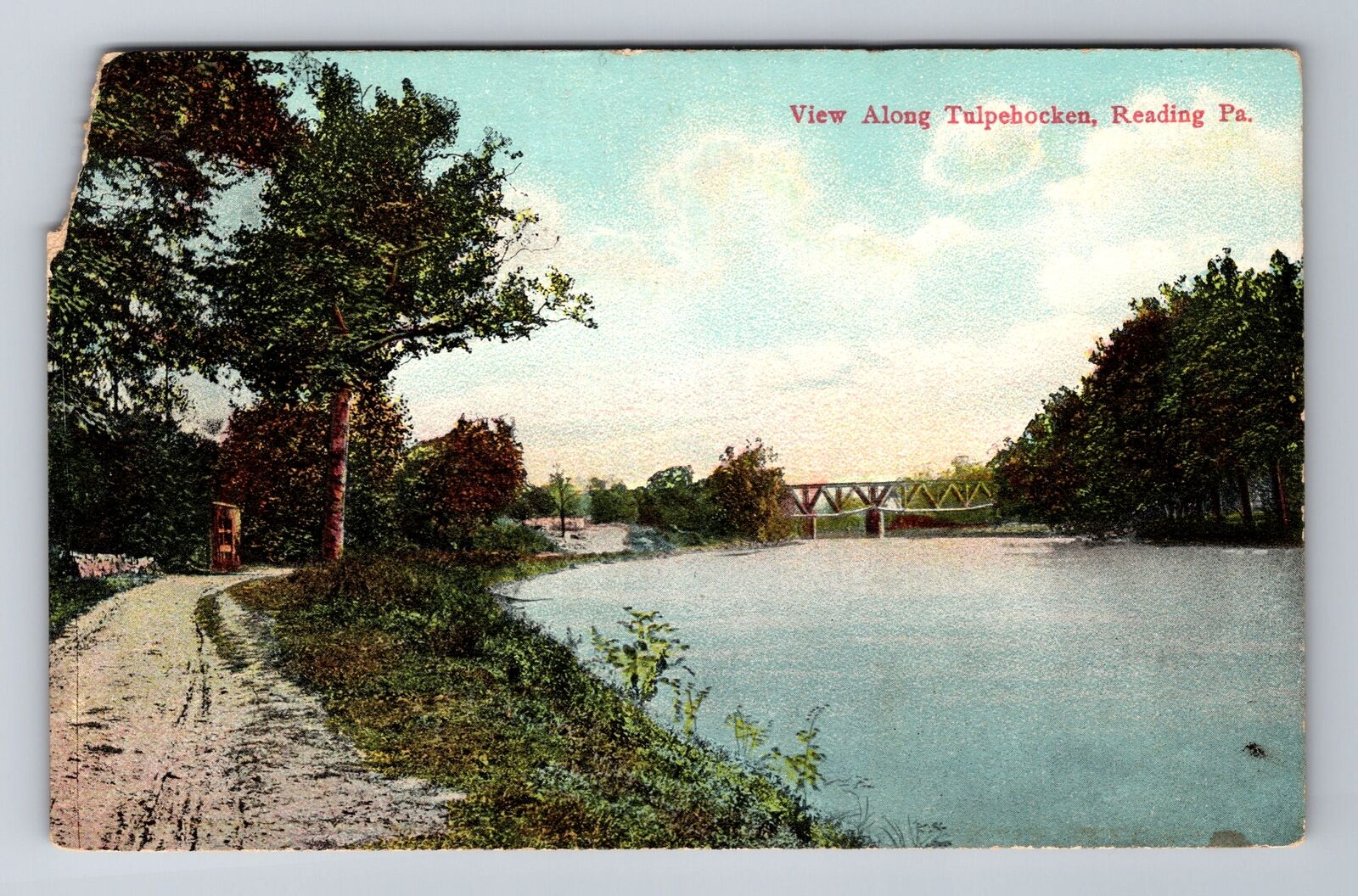 Reading PA-Pennsylvania, Along Tulpehocken, Antique, Vintage c1912 Postcard