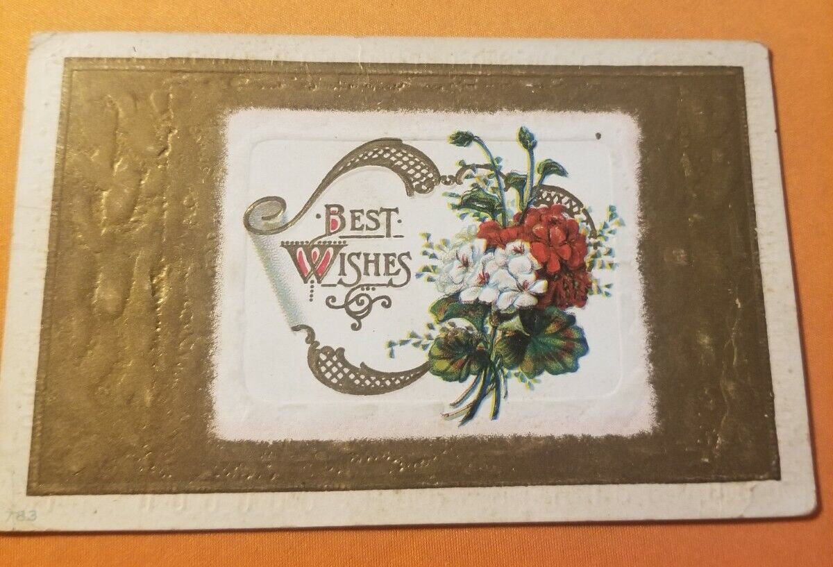 Best Wishes   Vintage post card Cornucopias  Graphic