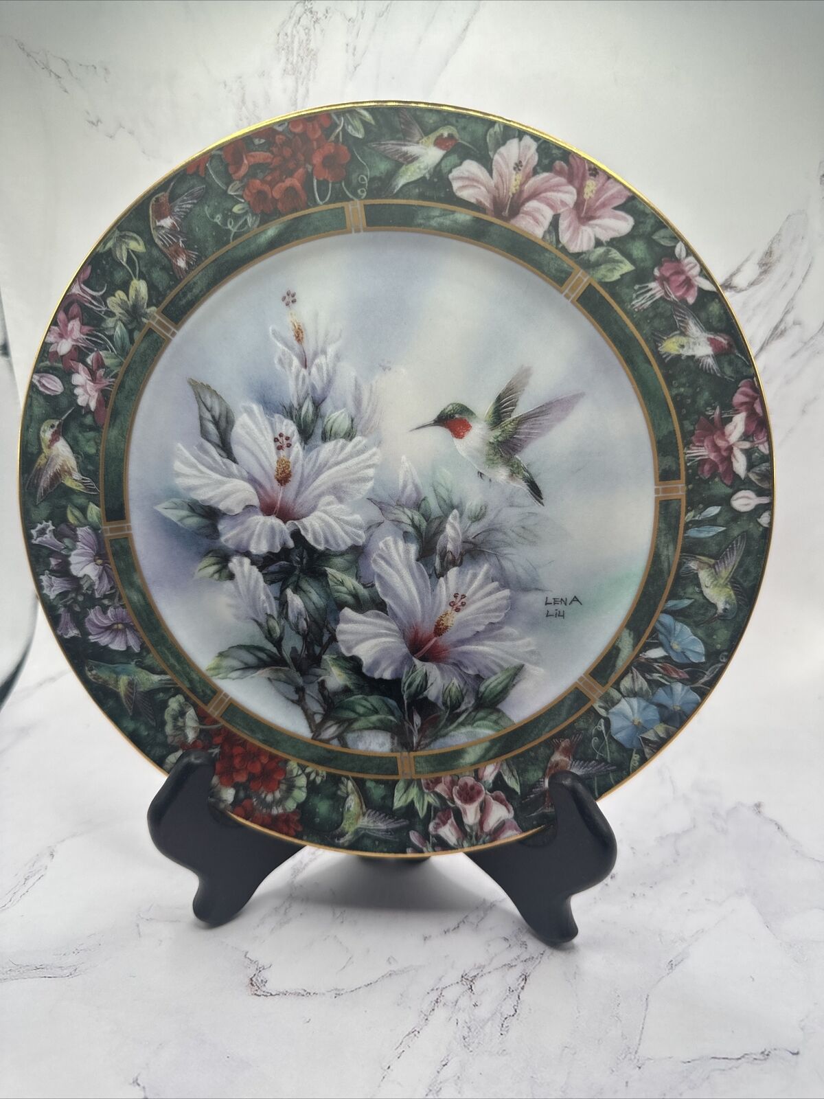Vintage Lena Liu's Hummingbird Treasury Plate “The Ruby-Throated Hummingbird”