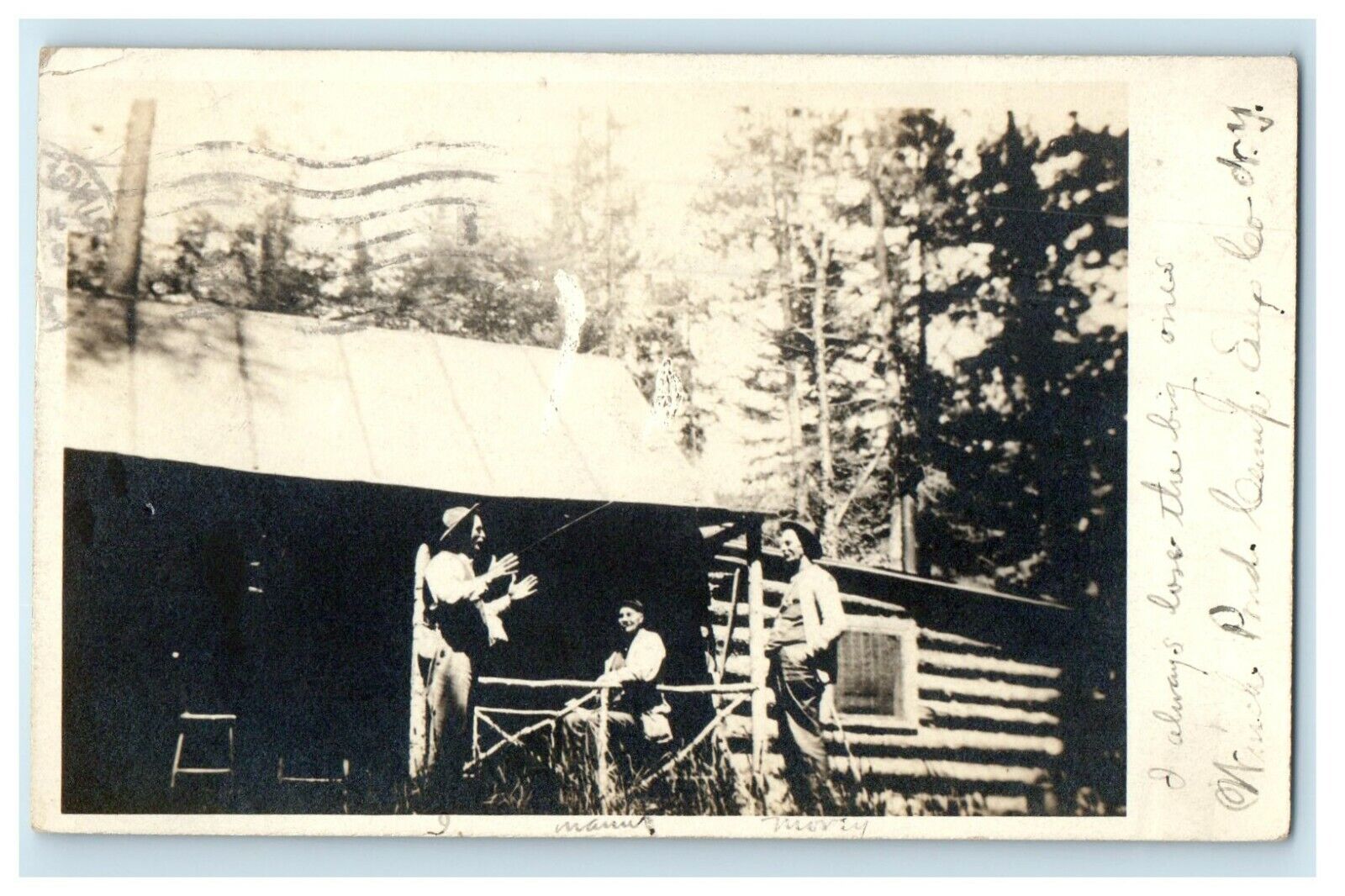 1912 Winchester Pond Camp Massachusetts MA RPPC Photo Antique Postcard