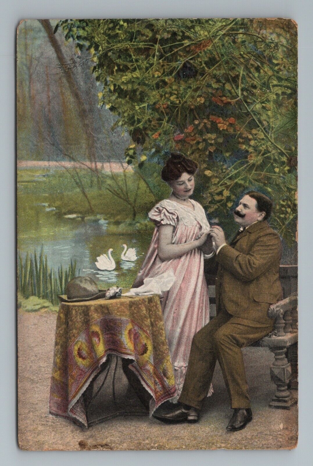 Love Romance Couple Man Woman Vintage Postcard