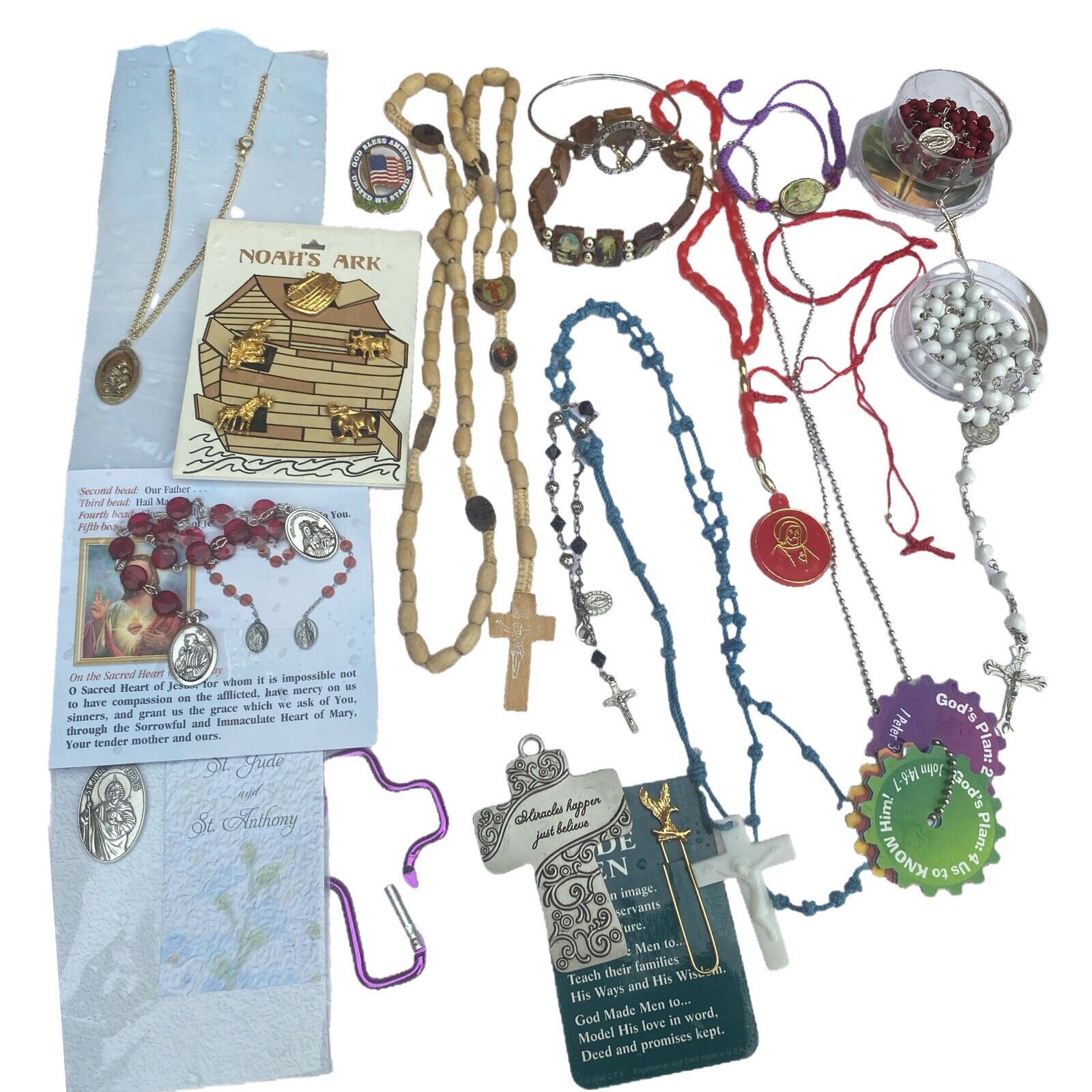 Vintage Catholic Rosary Metals Cross Jewelry Lot
