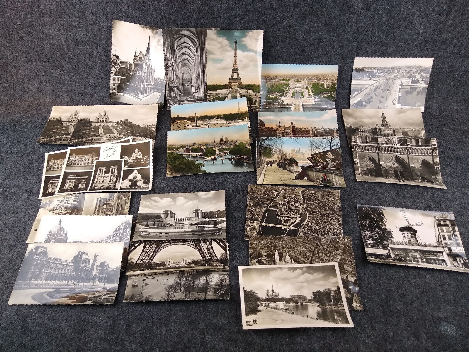 Vintage France Postcards Real Photo RPP Unposted Tinted Travel Souvenir Paris 25