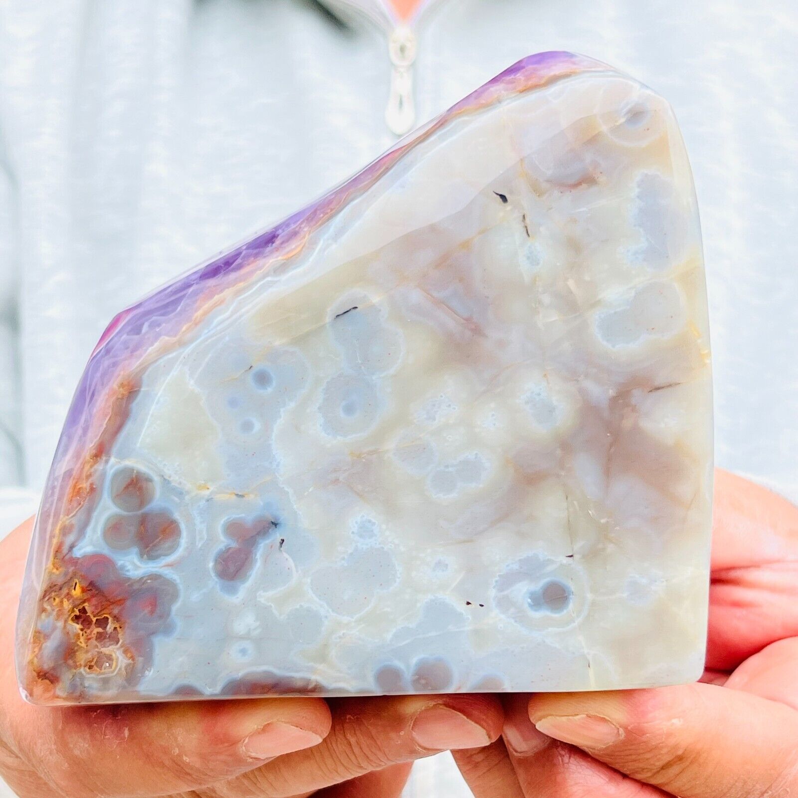 1000g Natural Rare Amethyst Lace Agate Freeform Quartz Crystal Reiki Healing