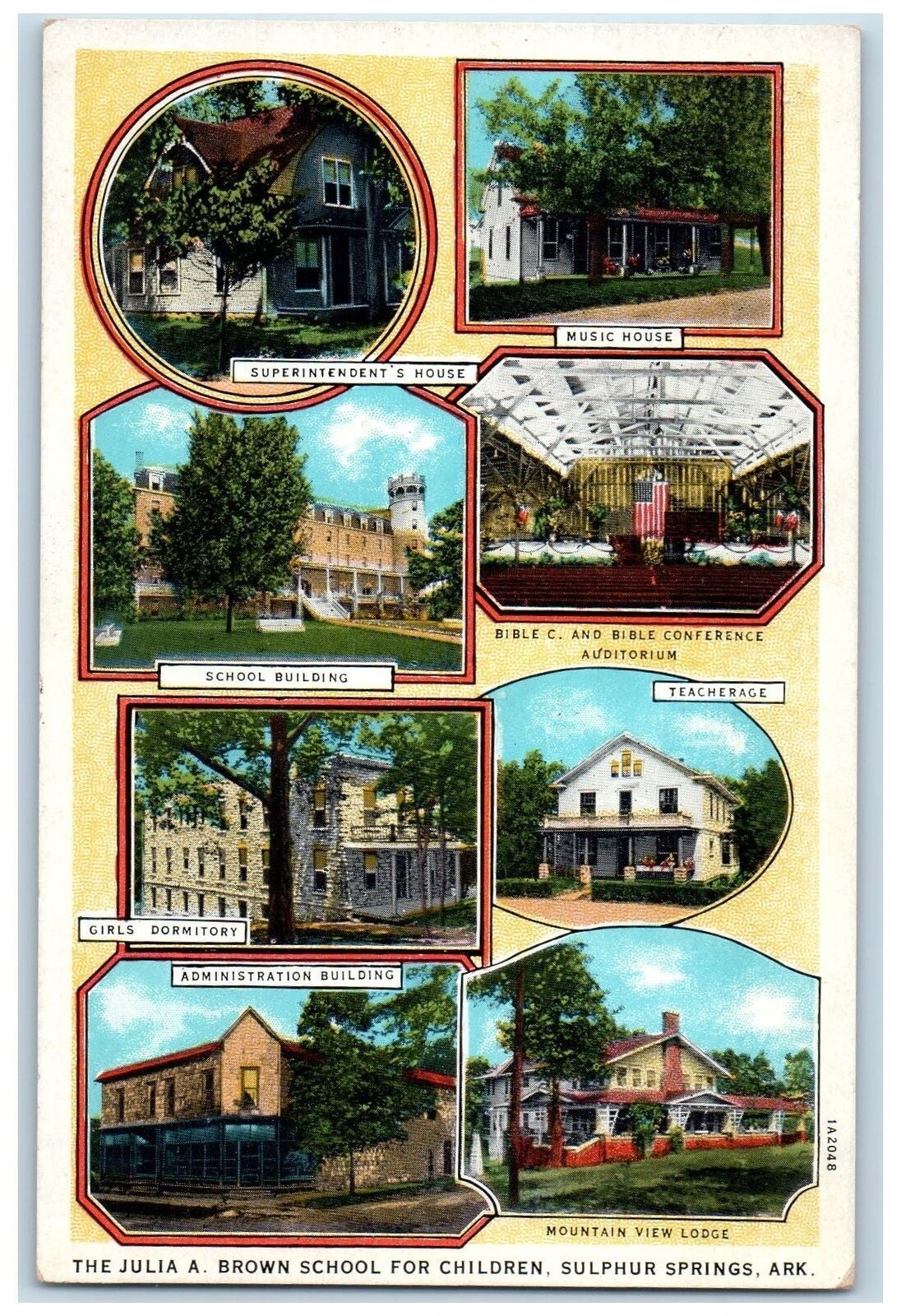 c1920's The Julia Brown School For Children Sulphur Springs Arkansas AR Postcard