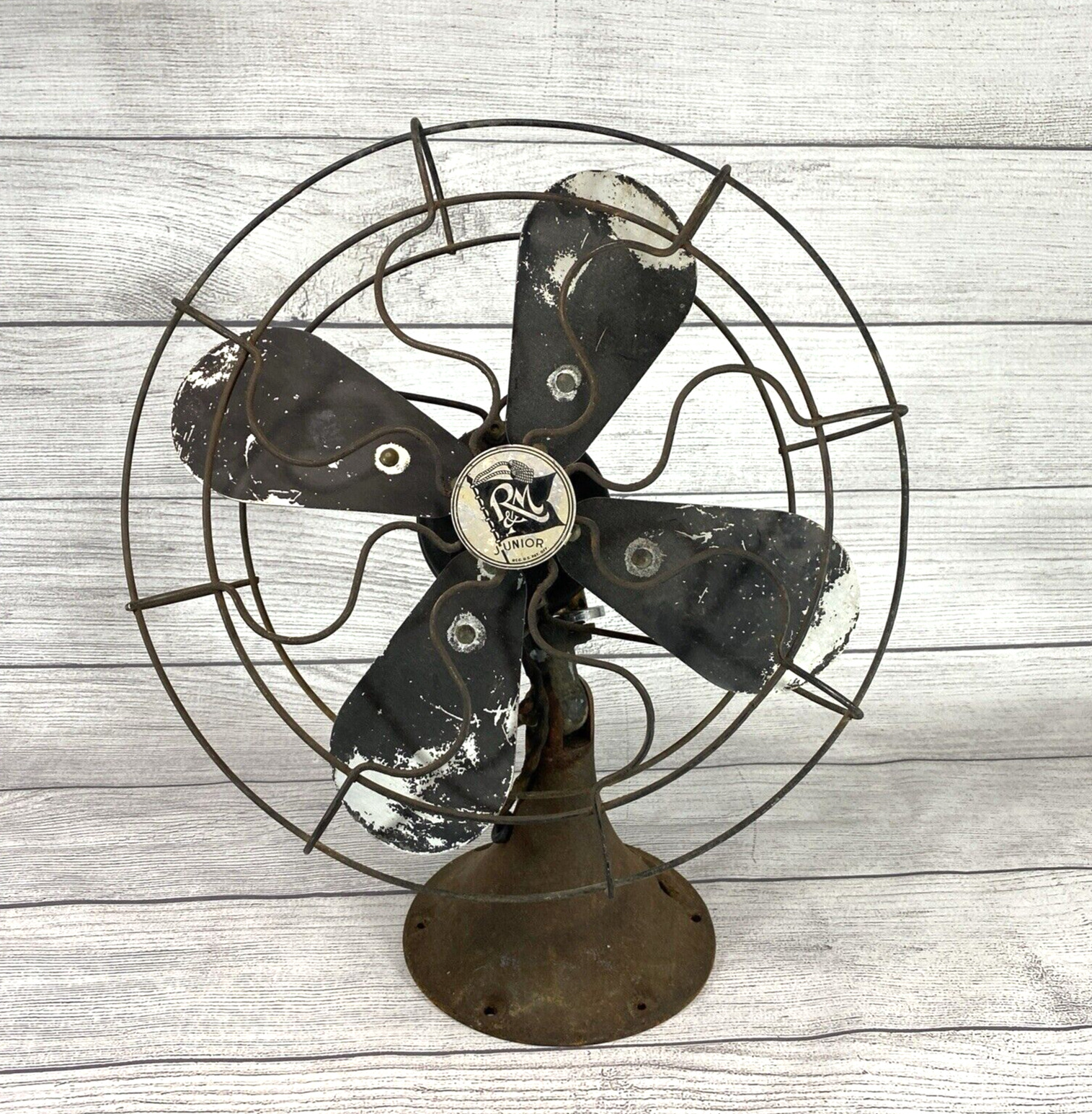 Antique Robbins & Myers Junior Industrial Table Fan Mid-Century Modern 1950s