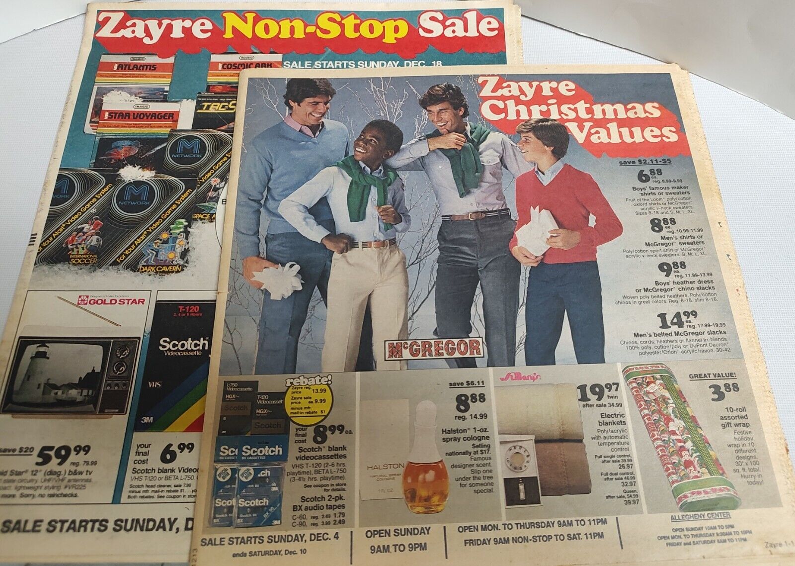 2 RARE Vtg Christmas 1983 Zayre Department Store Ad Flyer Toys Atari Activision 