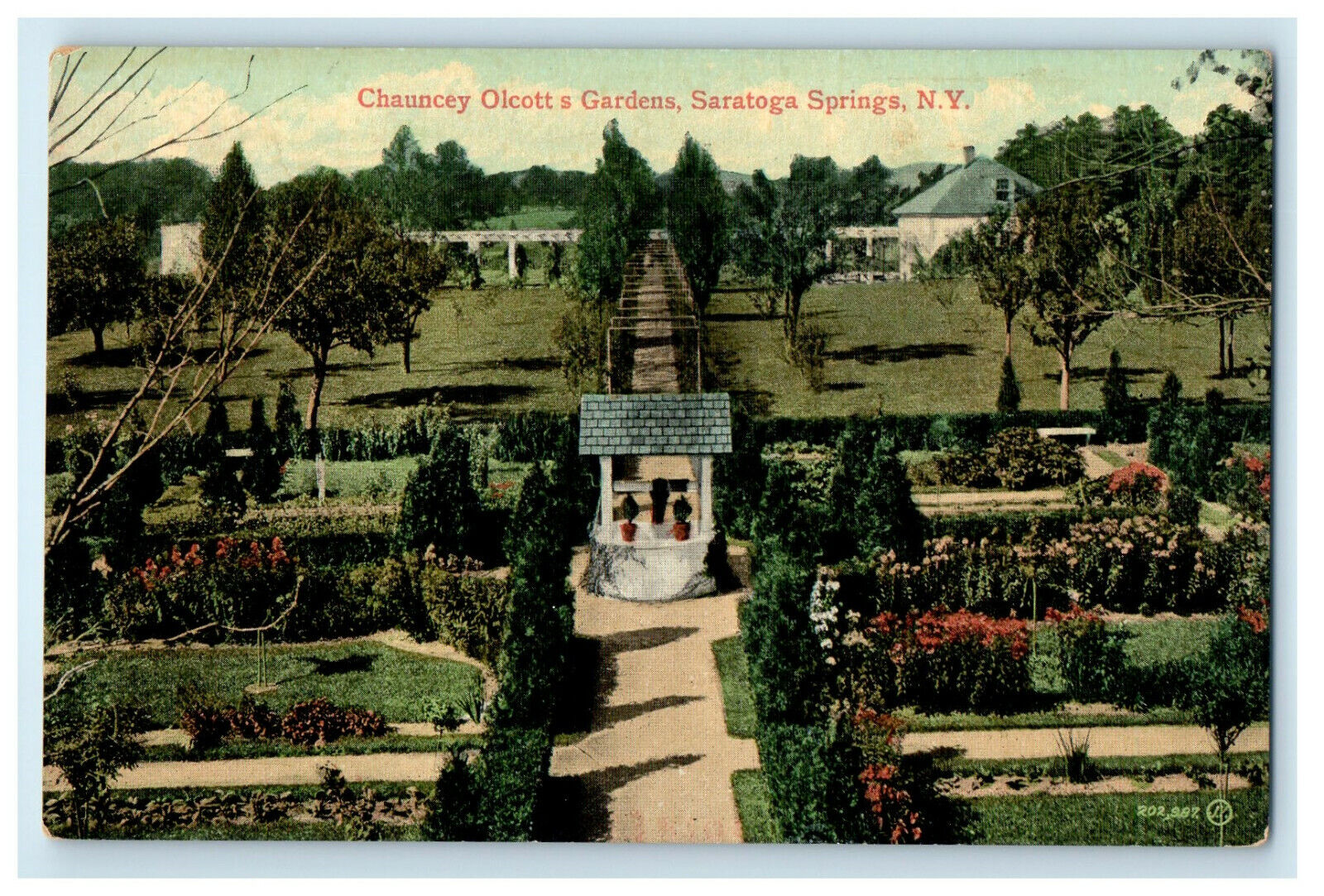 c1910s Chauncey Olcott\'s Garden, Saratoga Springs New York Unposted Postcard