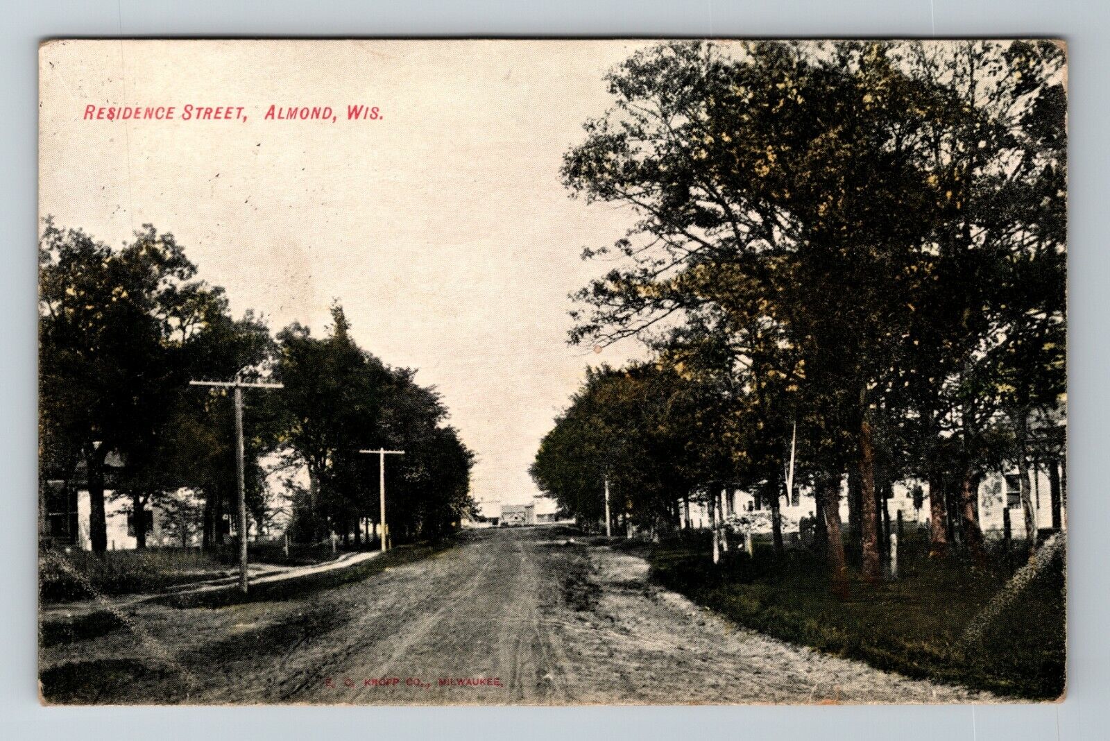 Almond WI-Wisconsin, Residential Dirt Street, Vintage Postcard
