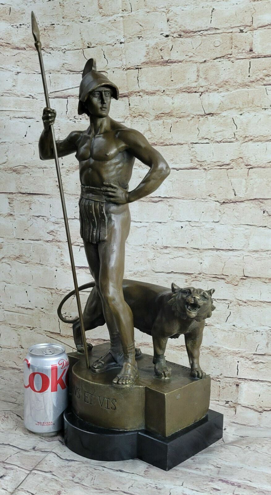 Original Large Warrior Battle Angry Lion Bronze Sculpture Figurine Hot Cast DEAL