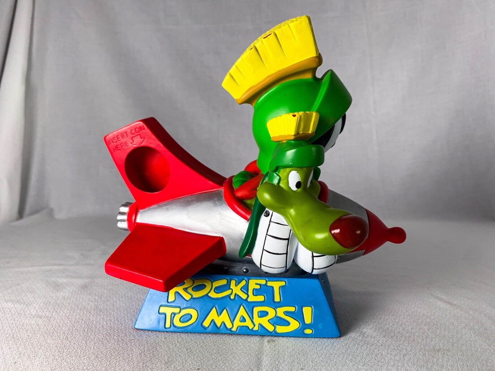 Vintage Looney Tunes Marvin the Martian Rocket Piggy Bank 1998 Warner Bros