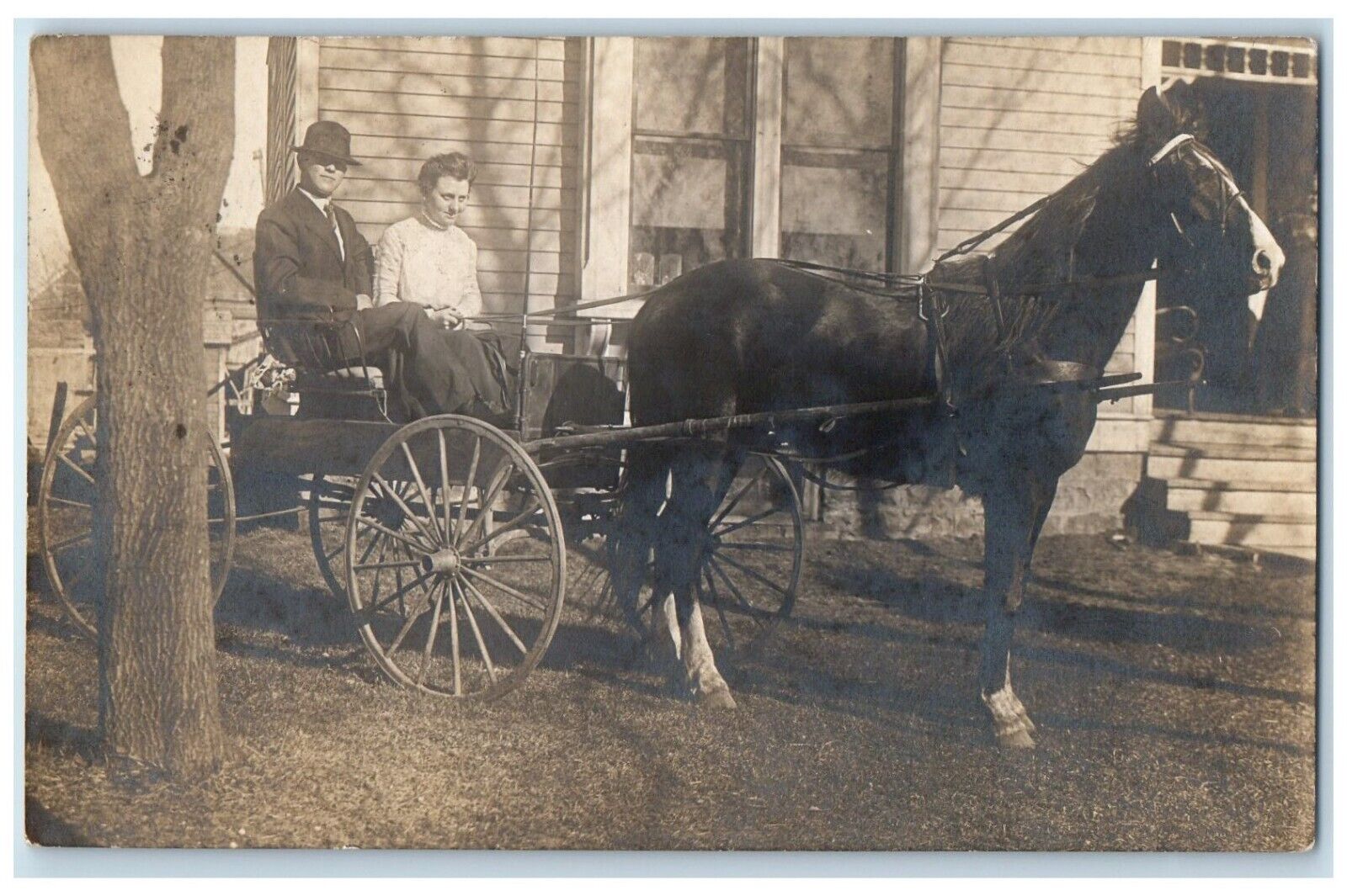 1910 Horse And Wagon Wells Minnesota MN Posted Antique RPPC Photo Postcard