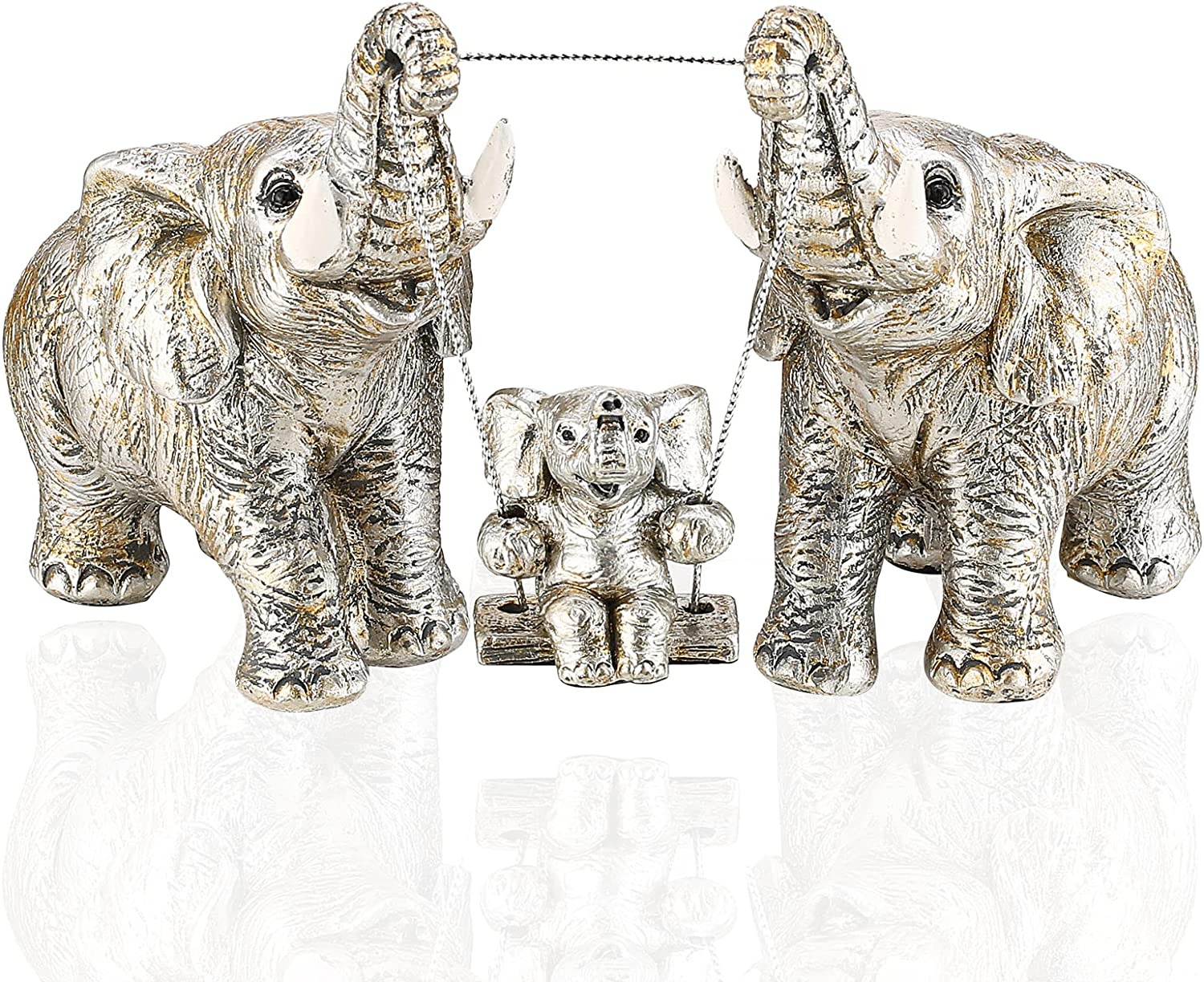Elephant Statue Mom Gifts. Home Decor Accents Elephant Figurines for Bookshelf L