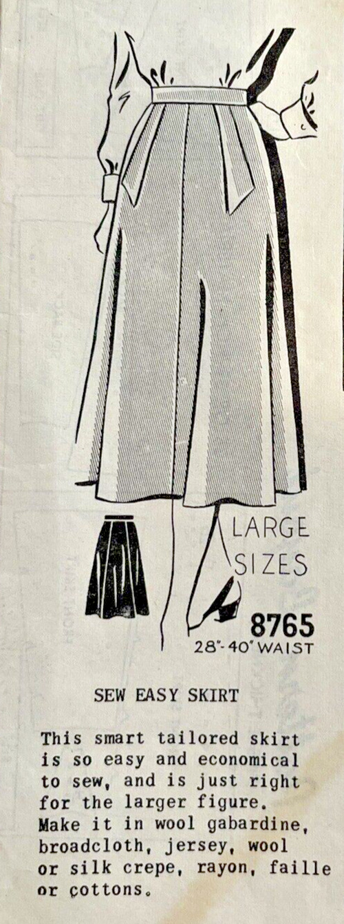 Vintage 1940s Ladies Tailored Skirt Mail Order Sewing Pattern Size 30 Waist
