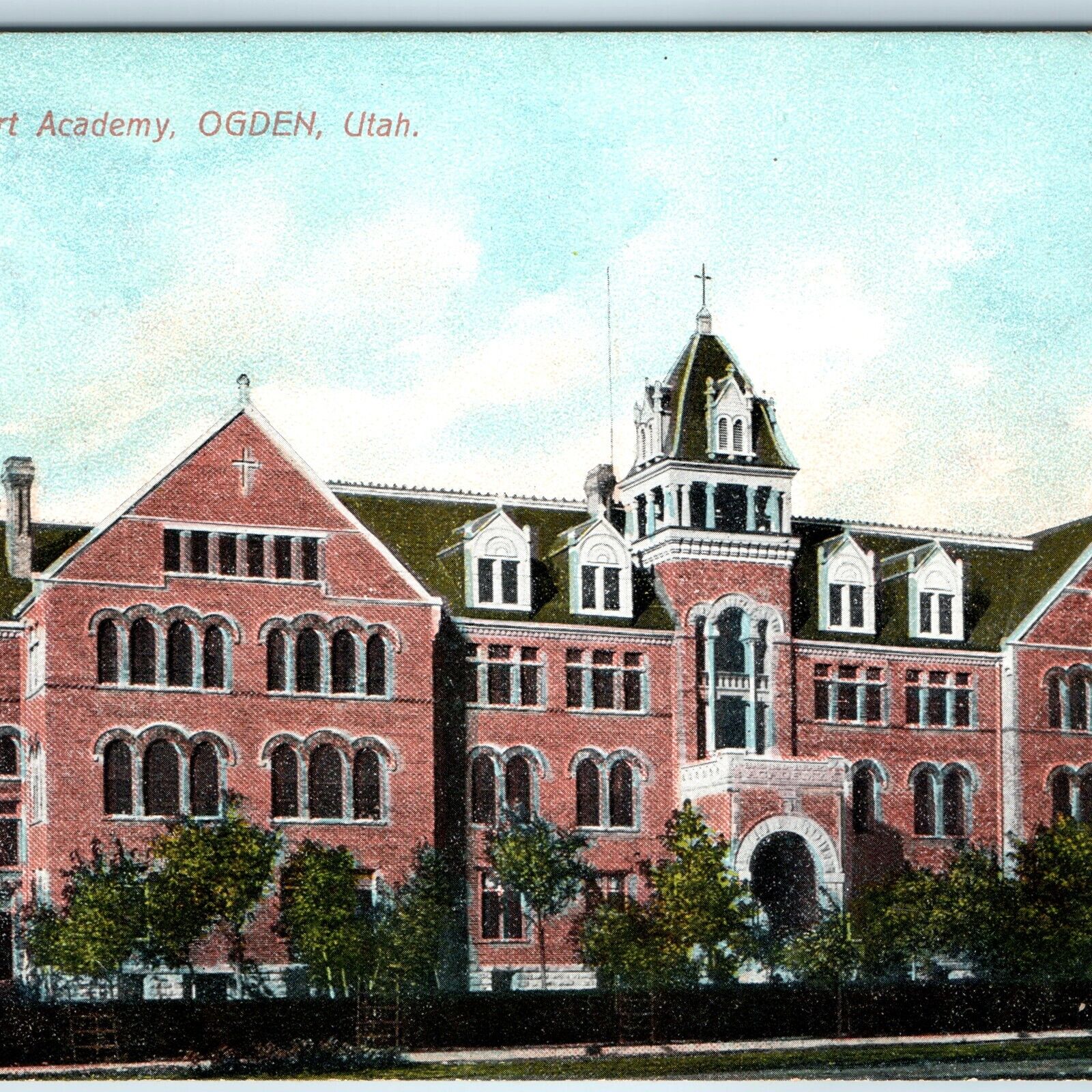 c1910s Ogden, UT Sacred Heart Academy School Building H Leib Litho Photo PC A210