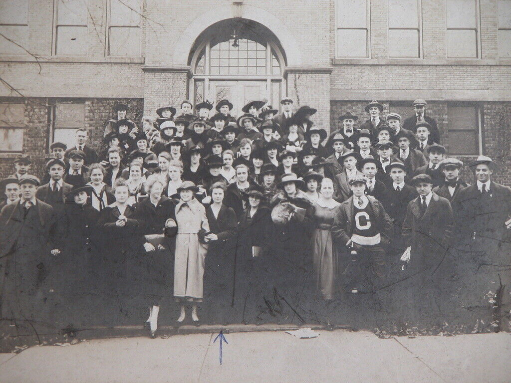 Vtg 1910-20s Brown High School B&W Photograph Cambridge, OH Steubenville Ave
