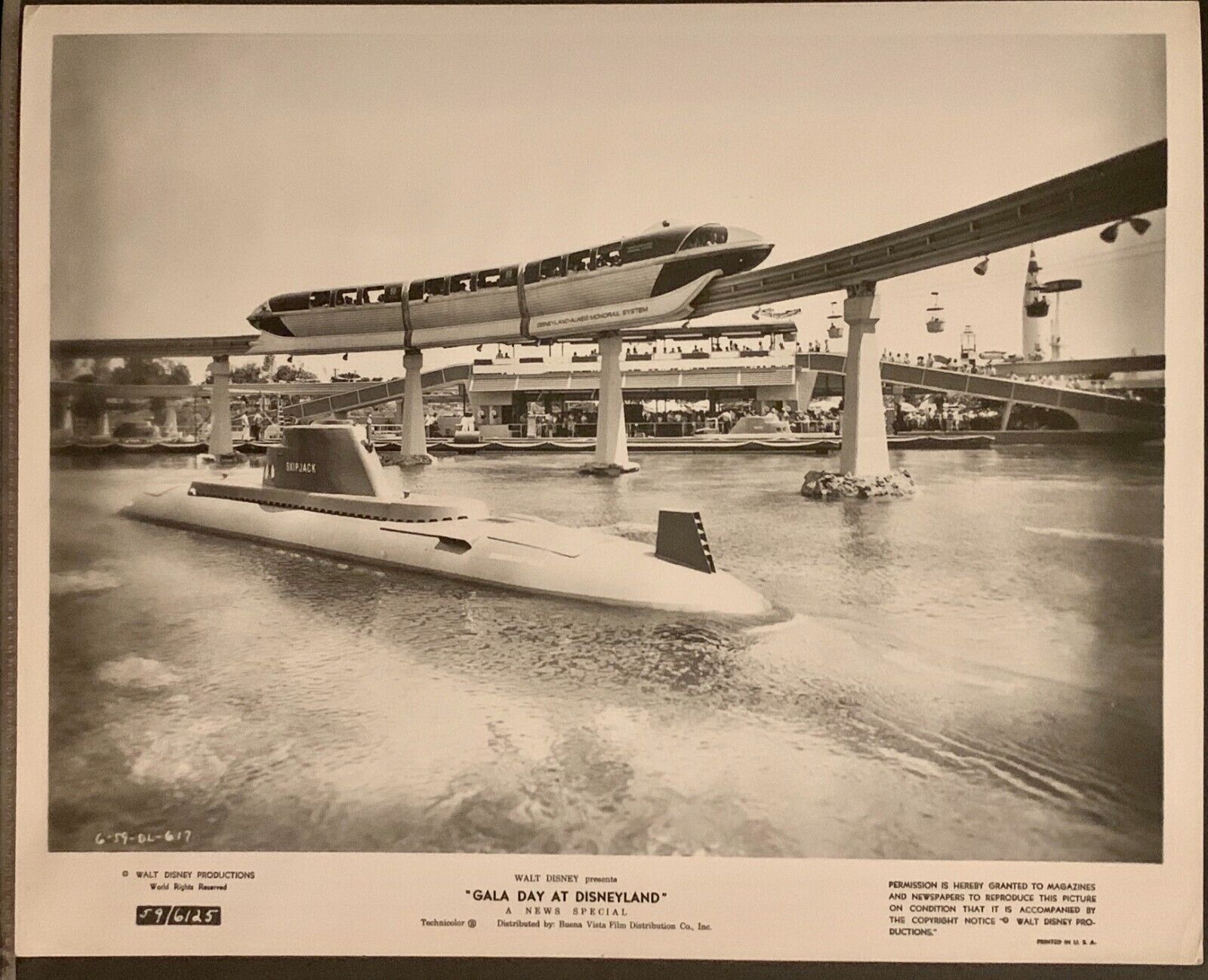 GALA DAY AT DISNEYLAND Submarine Monorail Original 1960 Press Photo 8x10 Rare