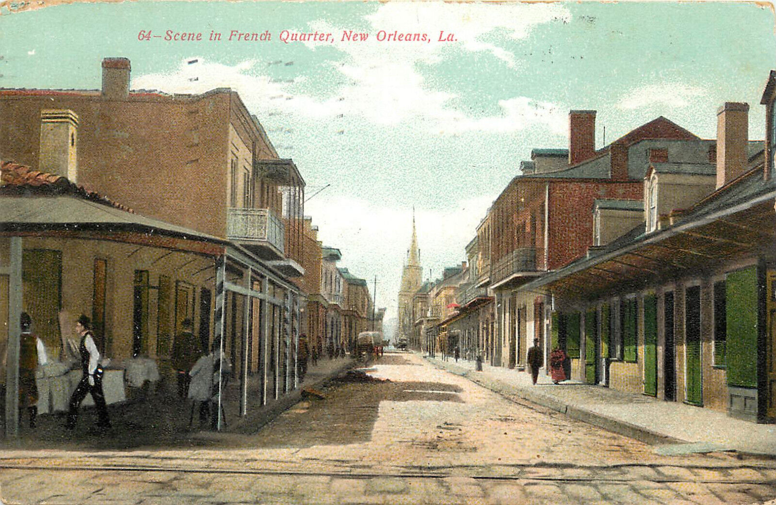 Postcard Cobblestone Street Scene in French Quarter Of New Orleans LA