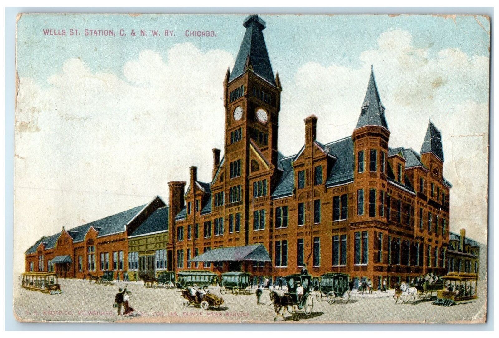 1909 Wells St. Station C & N Northwestern R Y Depot Chicago Illinois IL Postcard