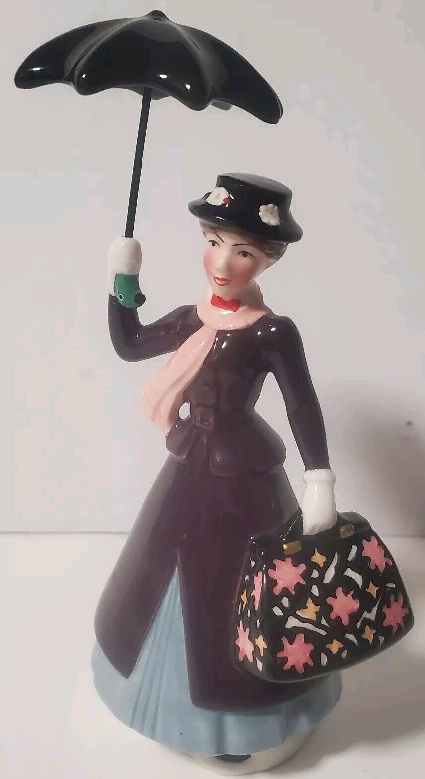 Vintage DISNEY Mary Poppins Figurine, Umbrella Carpet Bag, Excellent