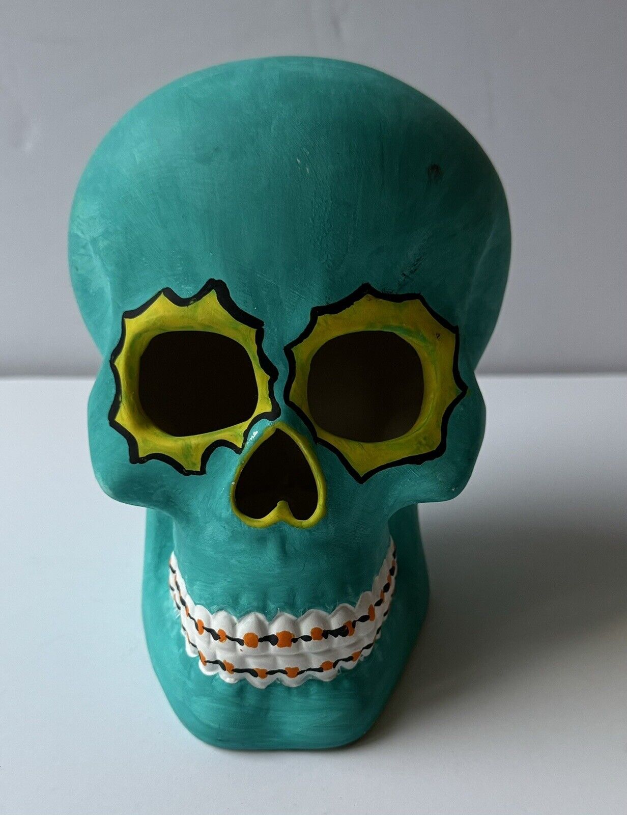 Plaster Sugar Skull 6” - Lights Up - by Place And Time - Joann - Day of the Dead