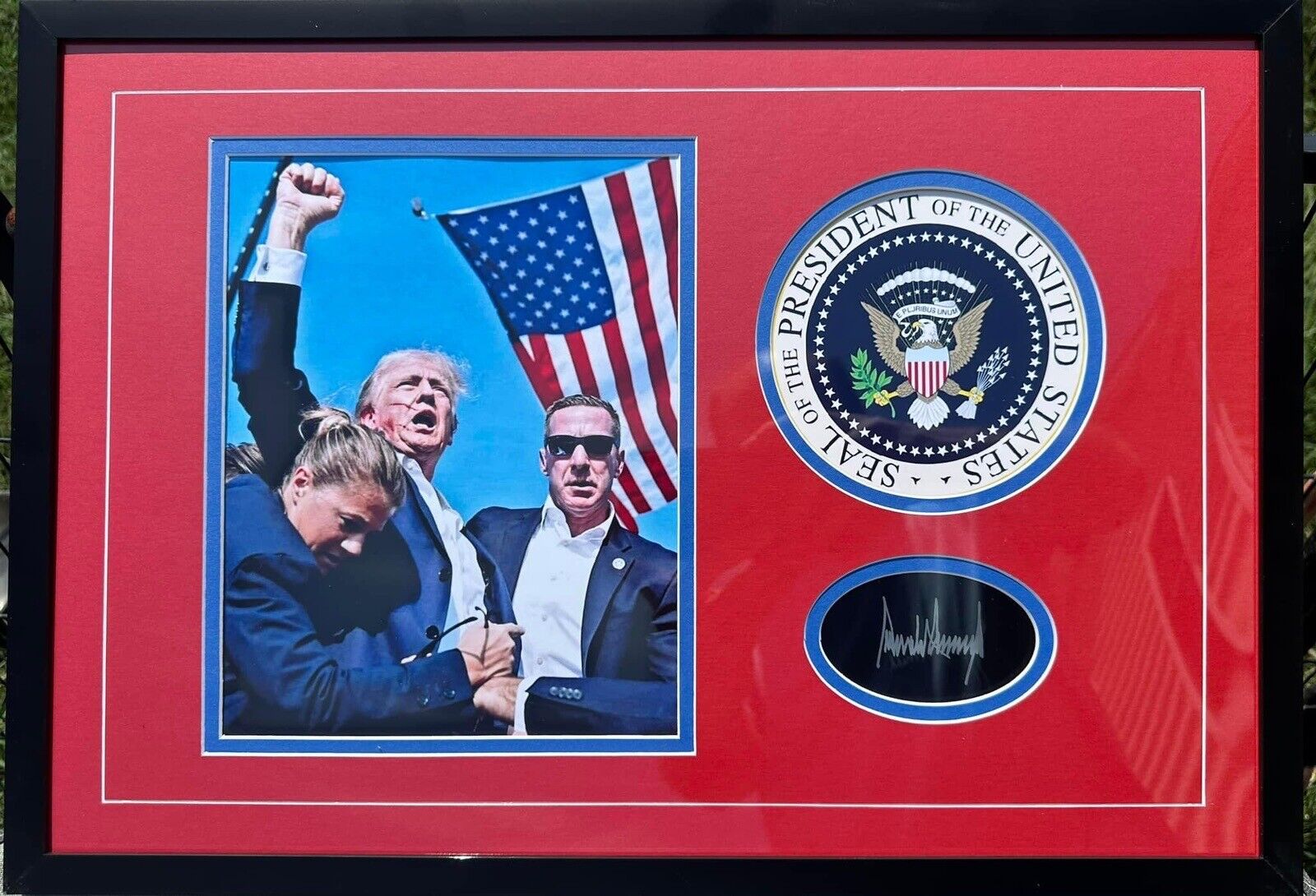 Donald Trump Laser Etched Autographed Display Fight 2024 