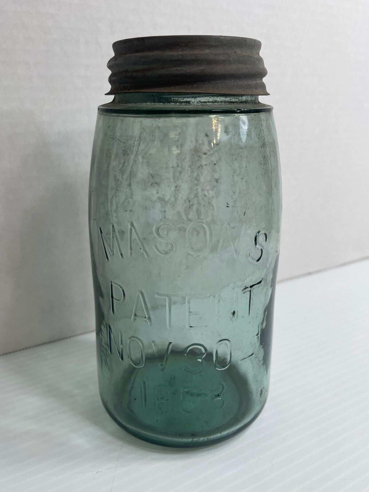 Antique - Mason's Patent Nov 30th 1858 Jar + Lid (Small Gap in Name & Patent)