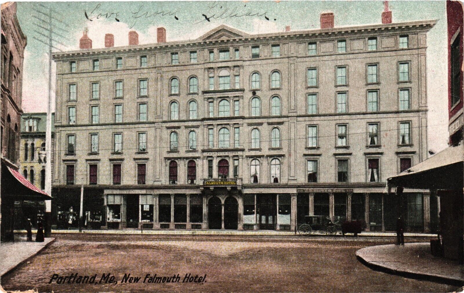 1907 Magnificent New Falmouth Hotel Portland Maine ME Posted Divided Postcard