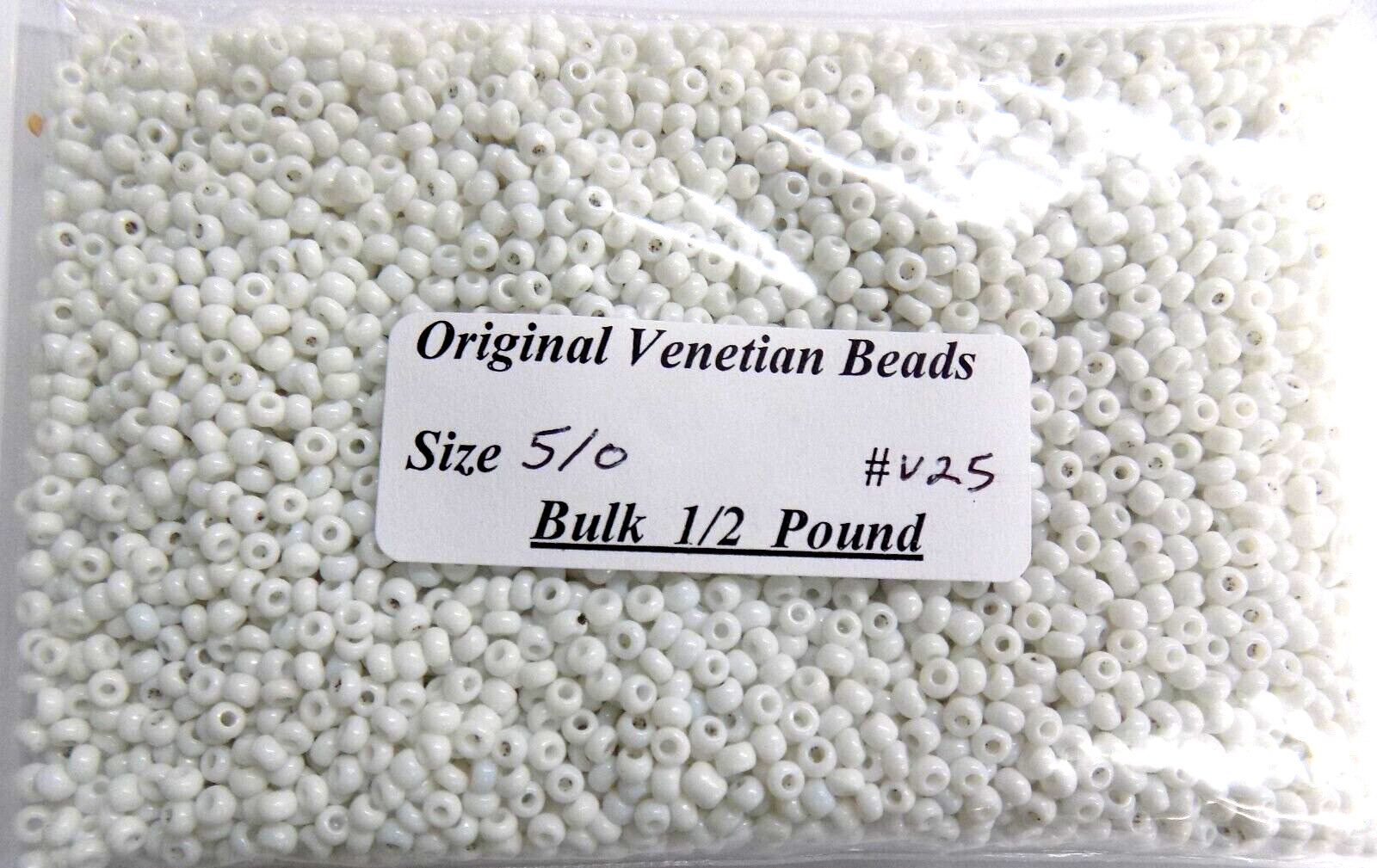 1/2# Pound Bulk 5/0 White Porcelain OLD Venetian Pony Beads African Trade V25