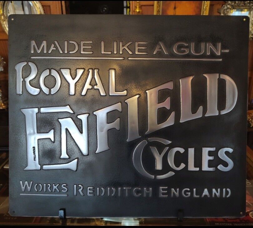 vintage Royal Enfield Metal Sign For Garage