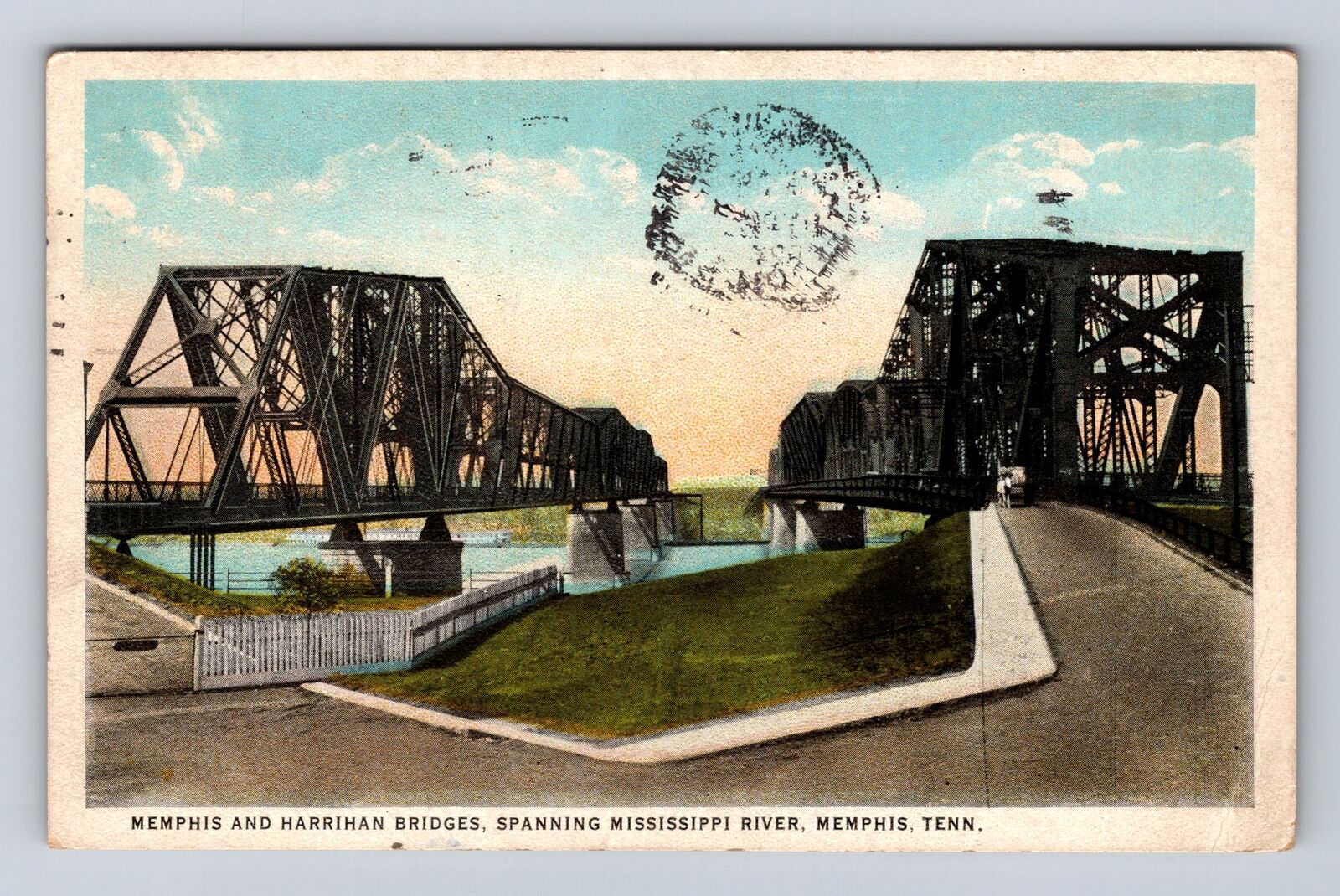 Memphis TN- Tennessee, Memphis And Harrihan Bridges, Vintage c1924 Postcard