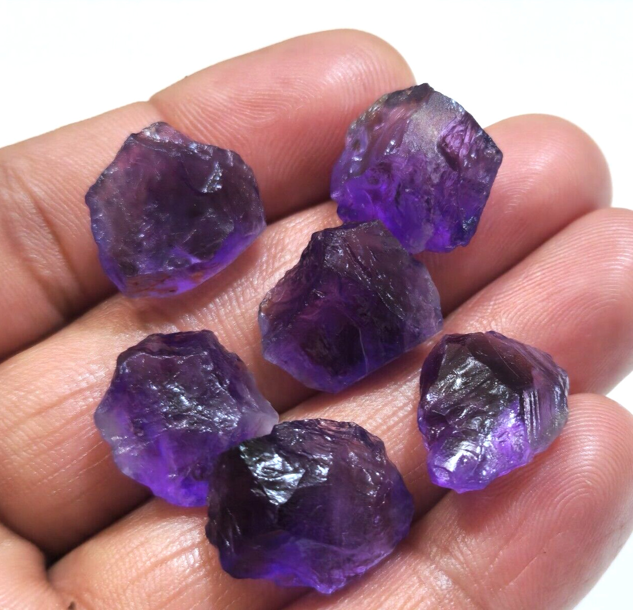 Natural Purple Amethyst Rough 6 Pcs 16-19 mm Size Loose Gemstone For Jewelry