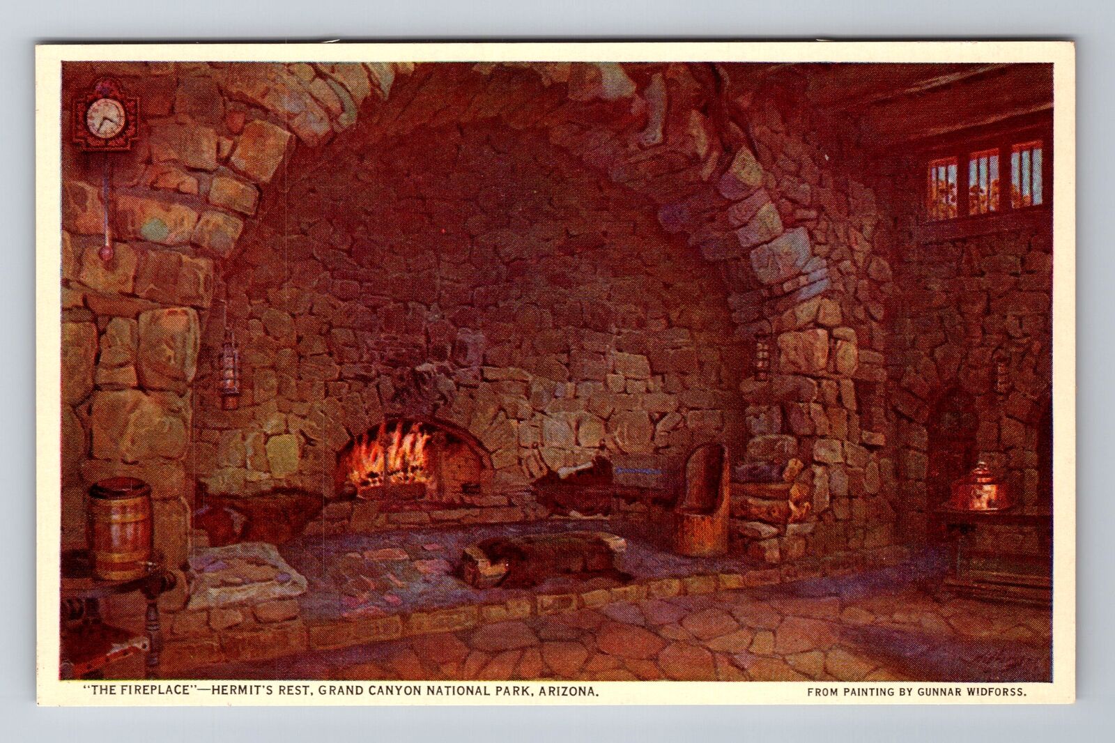 Grand Canyon Park AZ-Arizona, The Fireplace, Hermit\'s Rest, Vintage Postcard