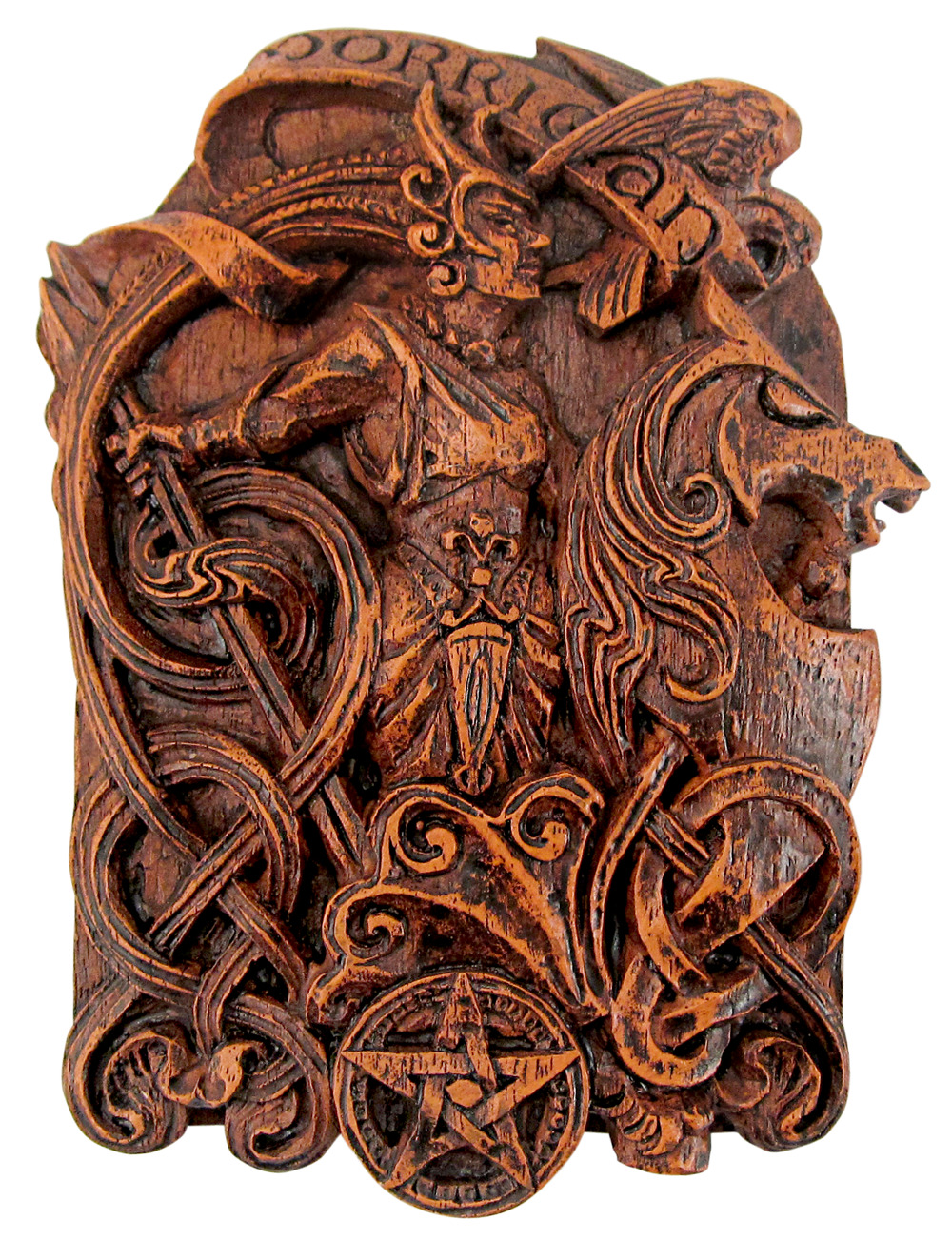 Celtic Knot Morrigan Raven Goddess Plaque Wood Finish Dryad Design Wicca Pagan