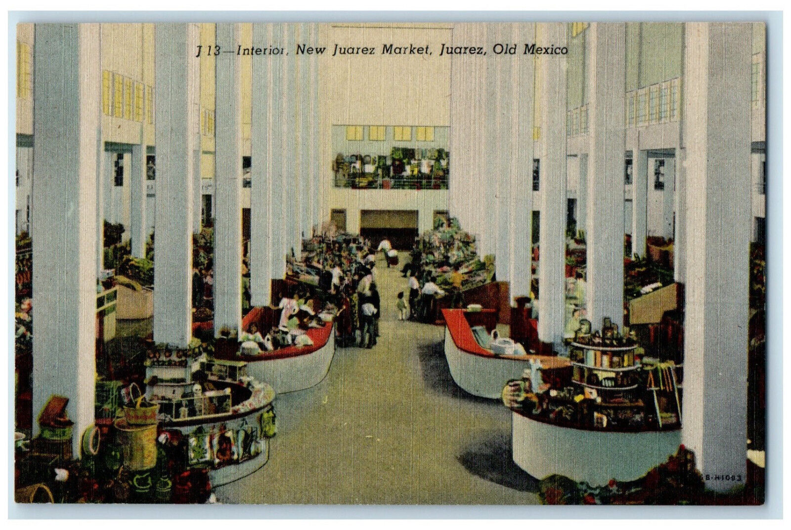 c1930's Interior New Juarez Market Juarez Old Mexico Vintage Postcard