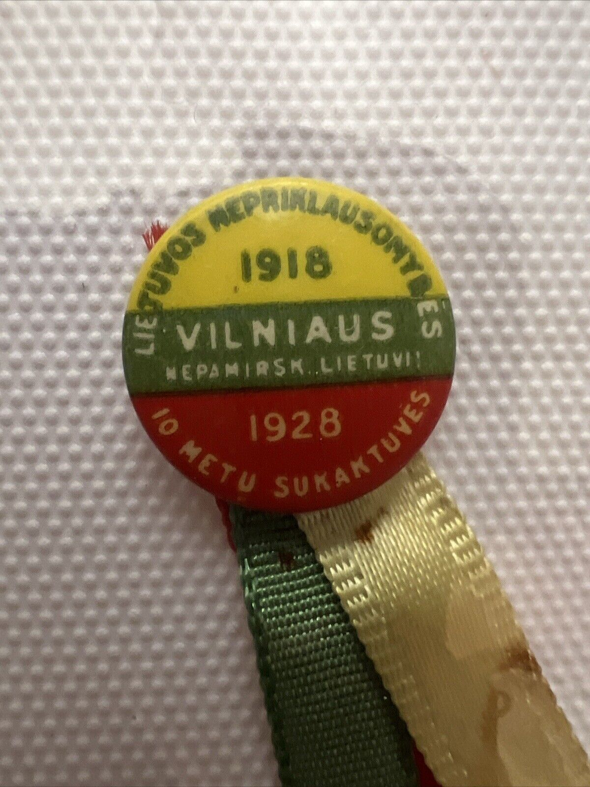 1928 Latvian 10th Anniversary Liberation Pin Ribbon