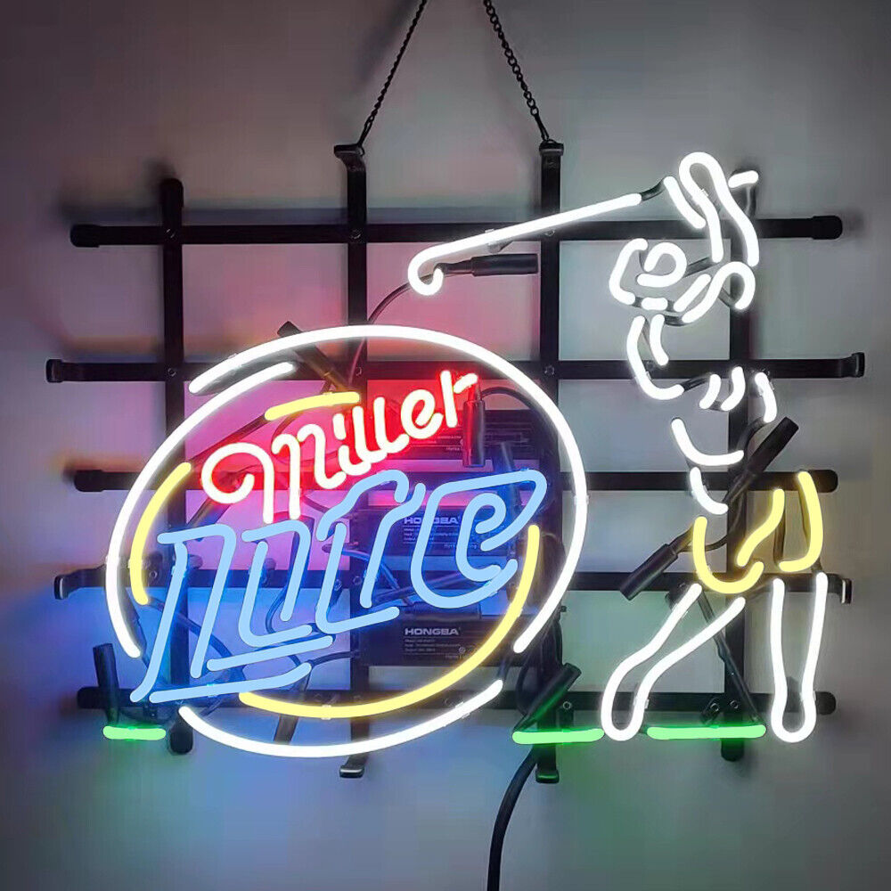Miller Lite Golf Neon Sign For Home Bar Man Cave Pub Wall Display 24x20