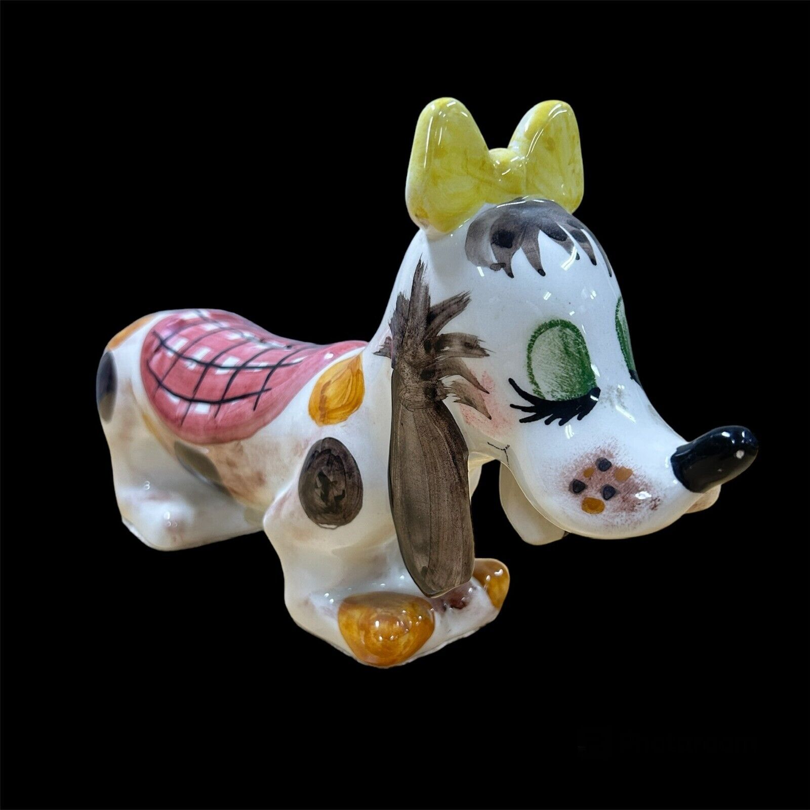 Sweet Little Dog Italian Hand Painted Ceramic Money Box c1960s