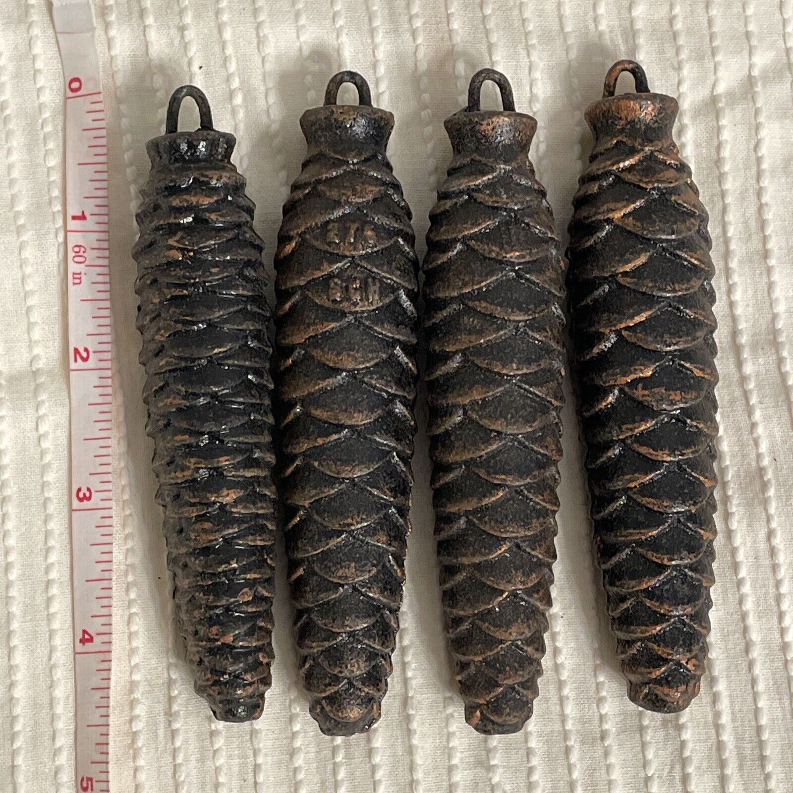 Lot Of 4 Vintage German Cuckoo Clock Pine Cone  Weights About 4.5”